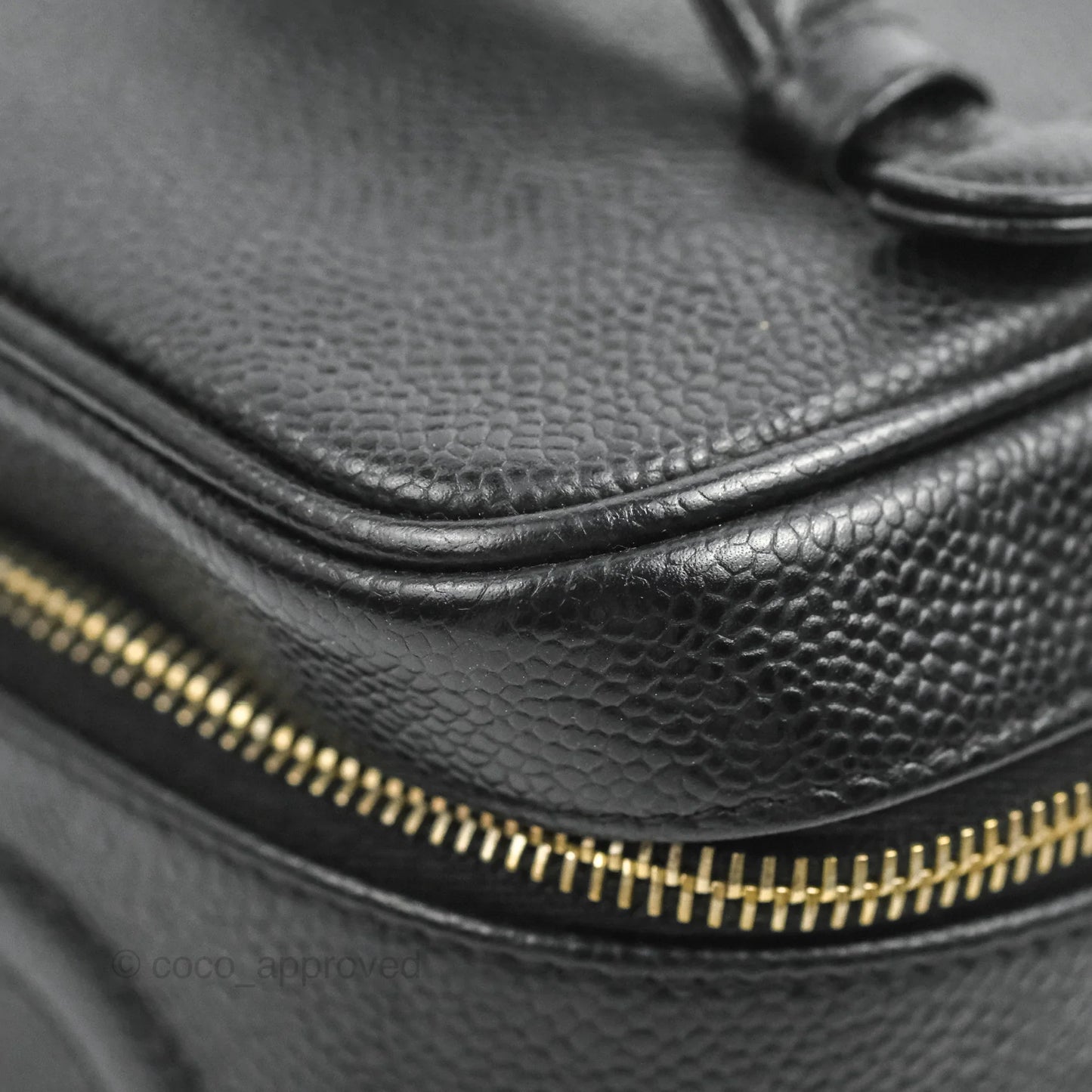 Chanel Vintage Vanity Case Black Caviar Gold Hardware
