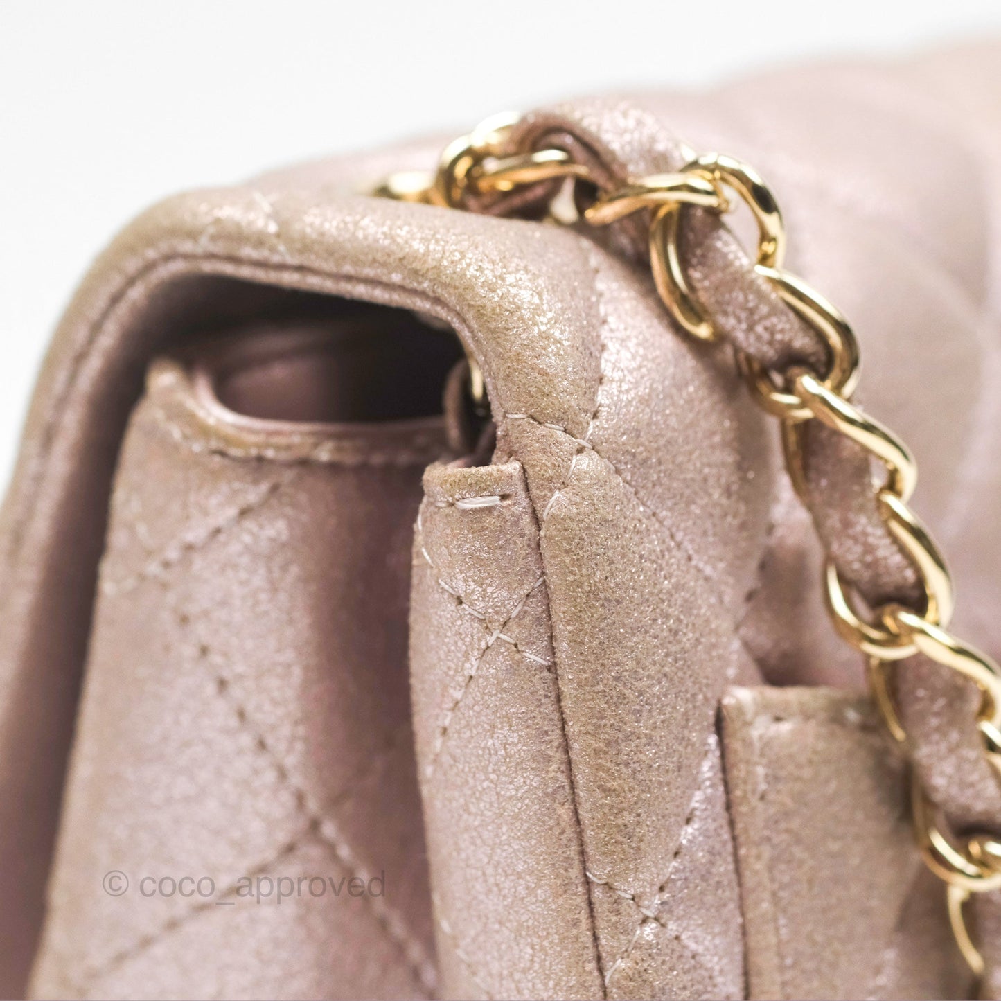 Chanel Mini Square Metallic Rose Gold Goatskin Gold Hardware 14B