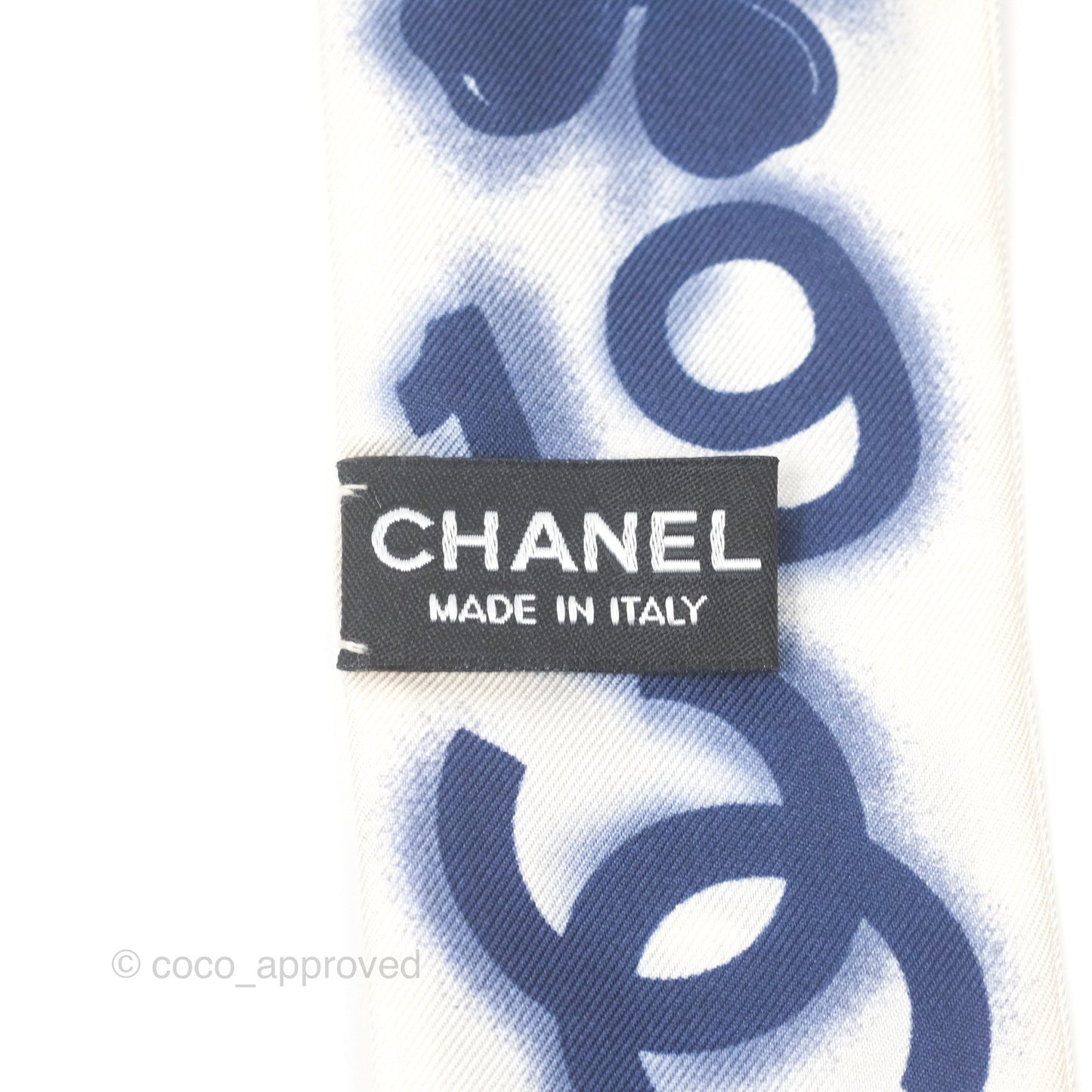 Chanel CC Silk Twilly in Blue White