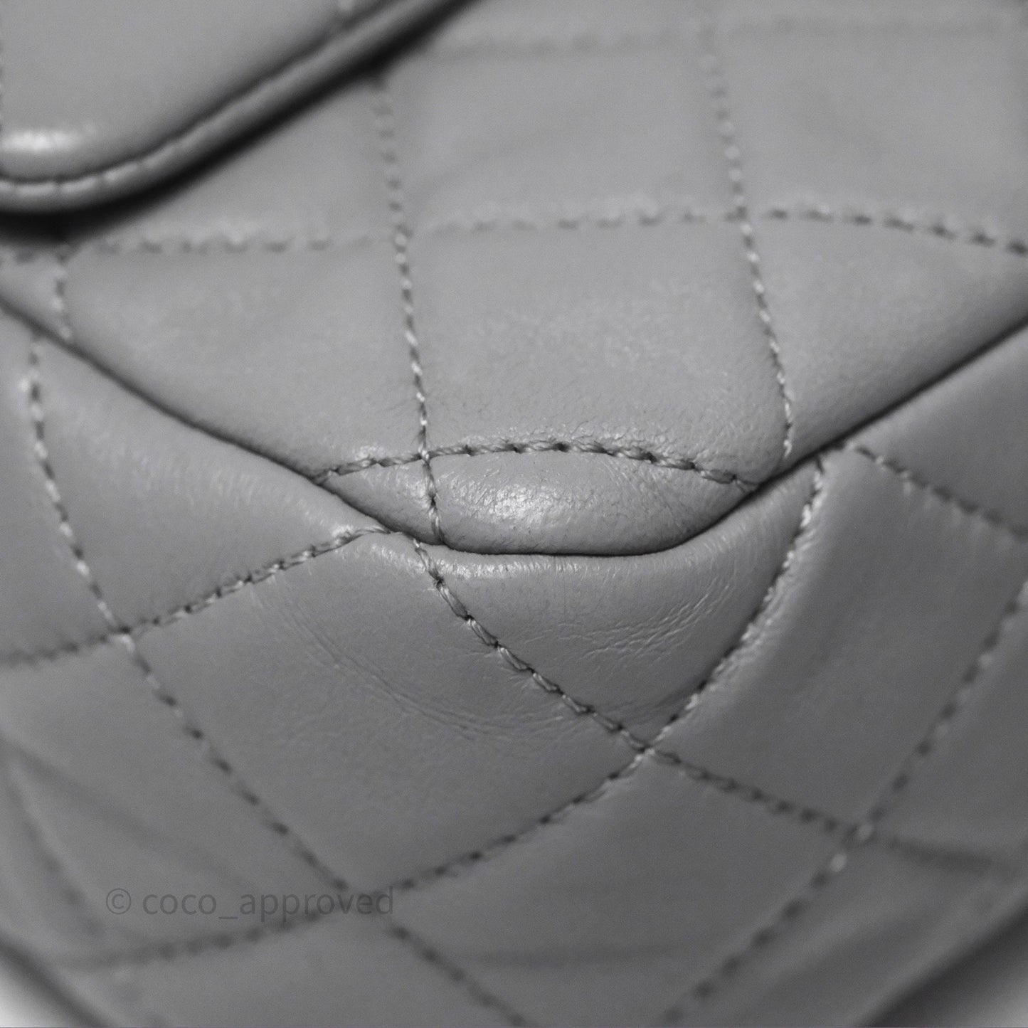 Chanel Pearl Crush Mini Rectangular Quilted Grey Lambskin Aged Gold Hardware