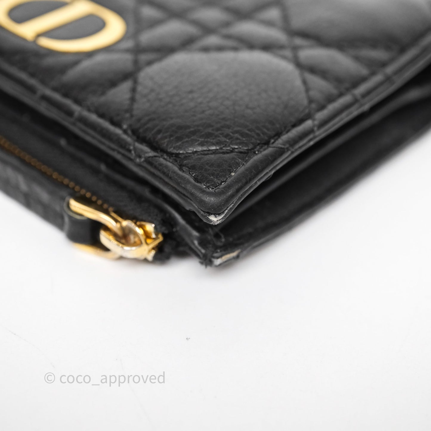 Christian Dior Caro Dahlia Wallet Black Calfskin Gold Hardware