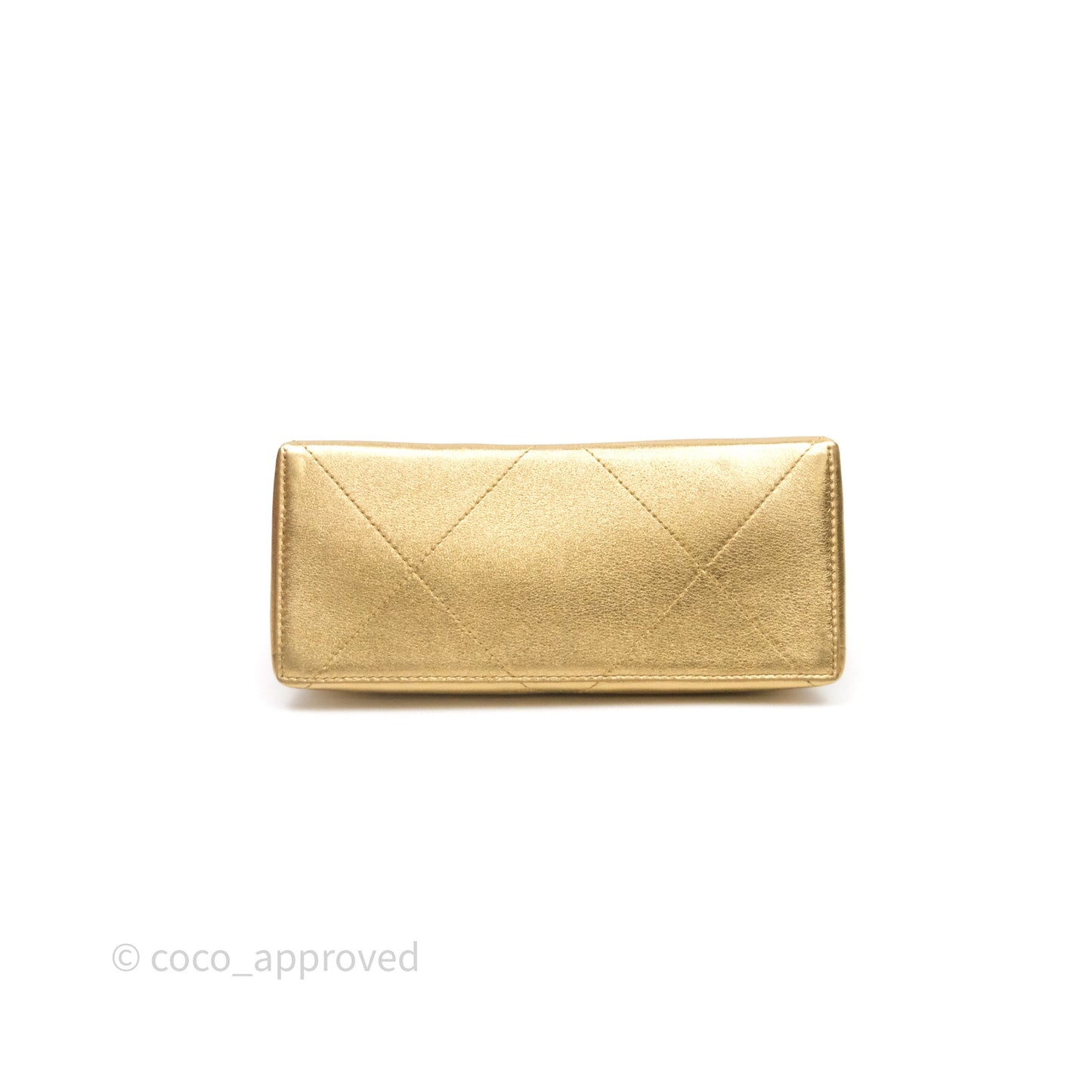 Chanel Calfskin Kiss Lock Frame Gold Bag