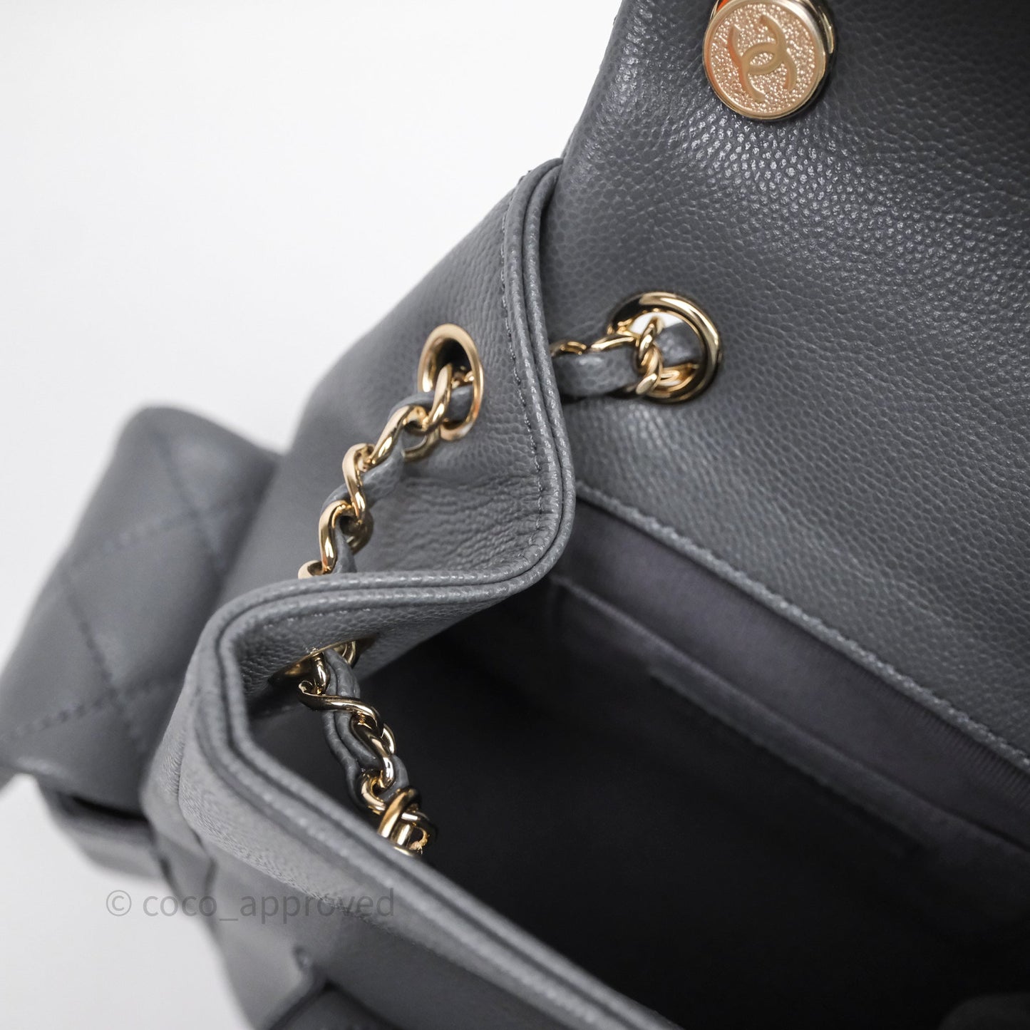 Chanel Small Duma Backpack Dark Grey Caviar Gold Hardware 23K