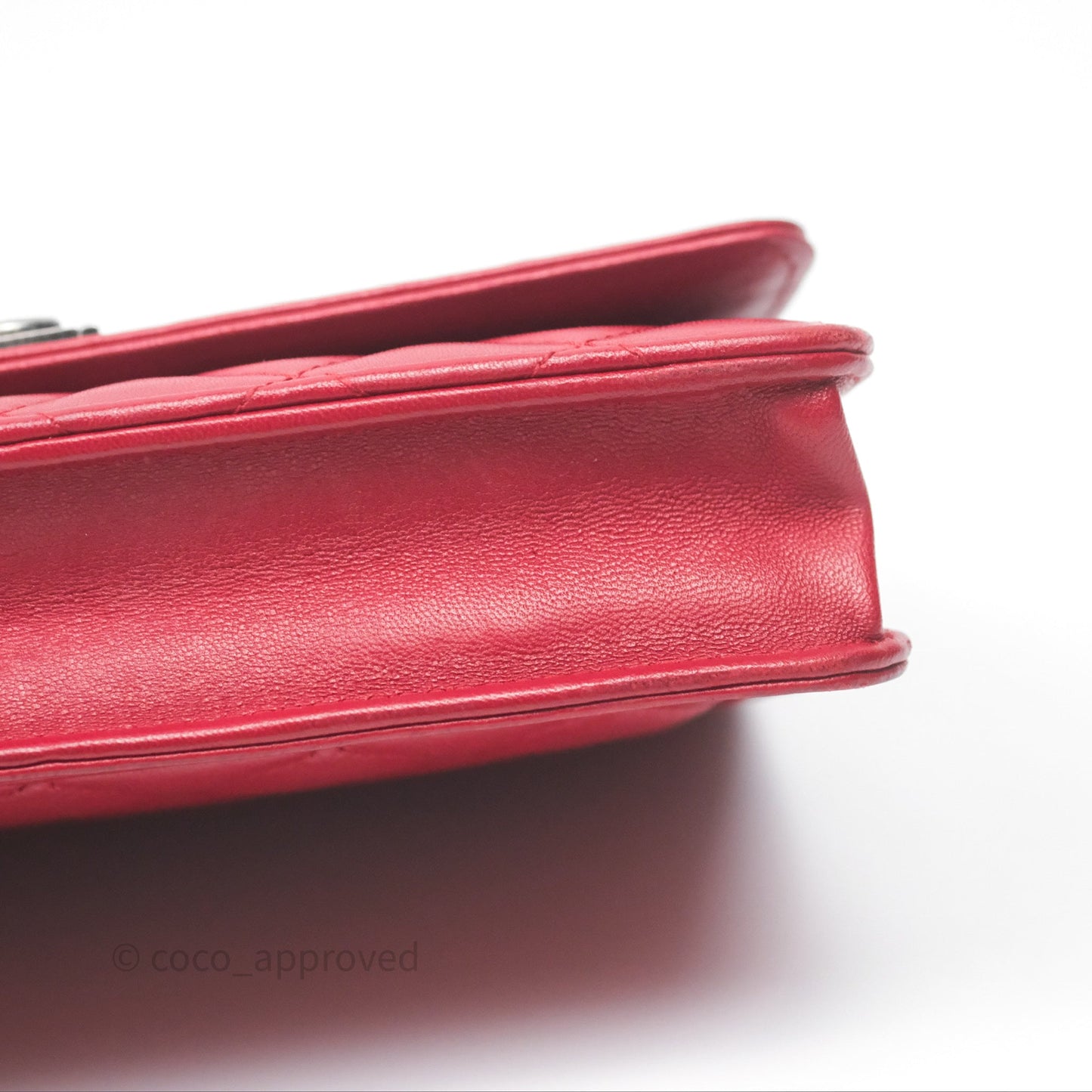 Chanel Boy Wallet on Chain WOC Red Lambskin Ruthenium Hardware