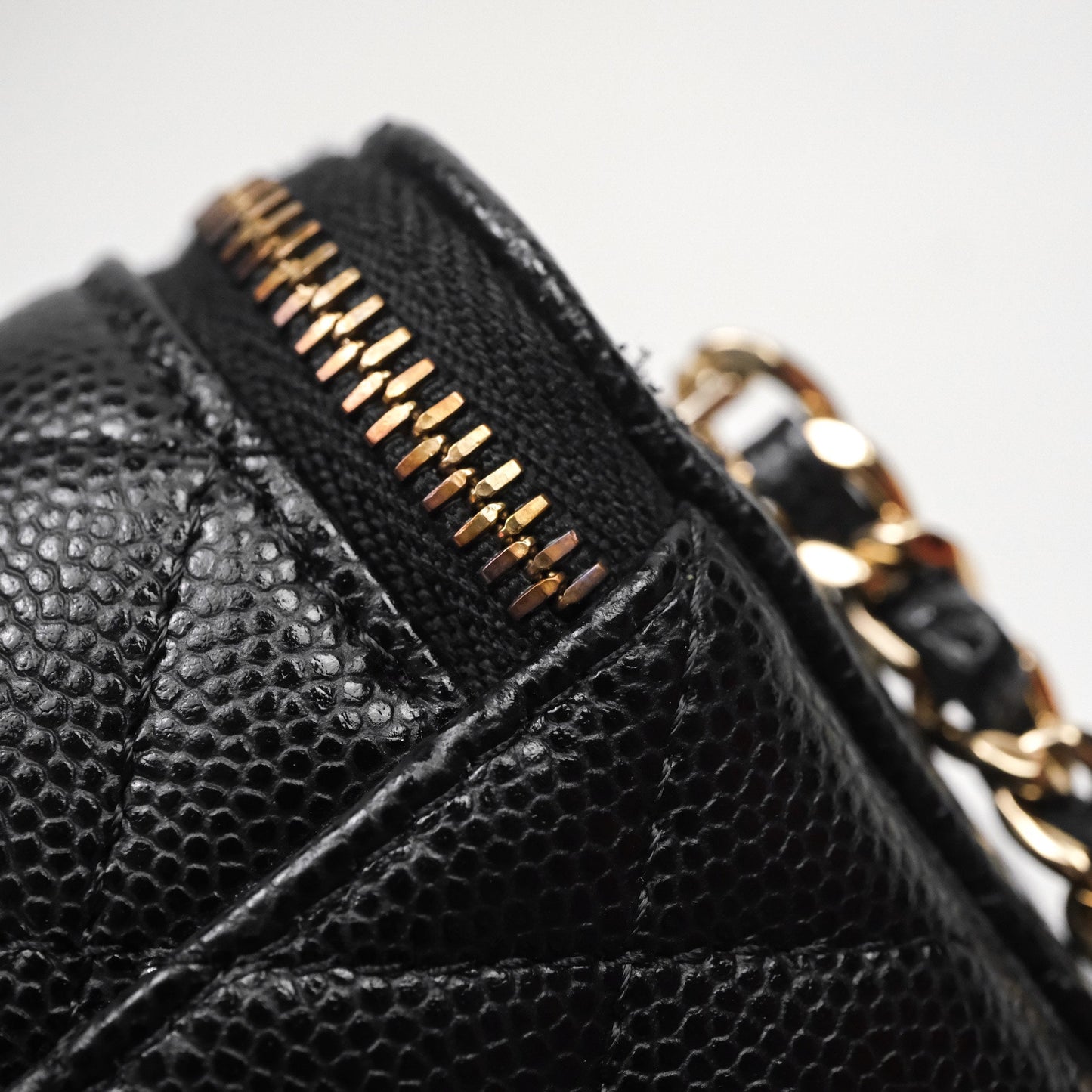 Chanel Classic Mini Vanity With Chain Black Caviar Gold Hardware