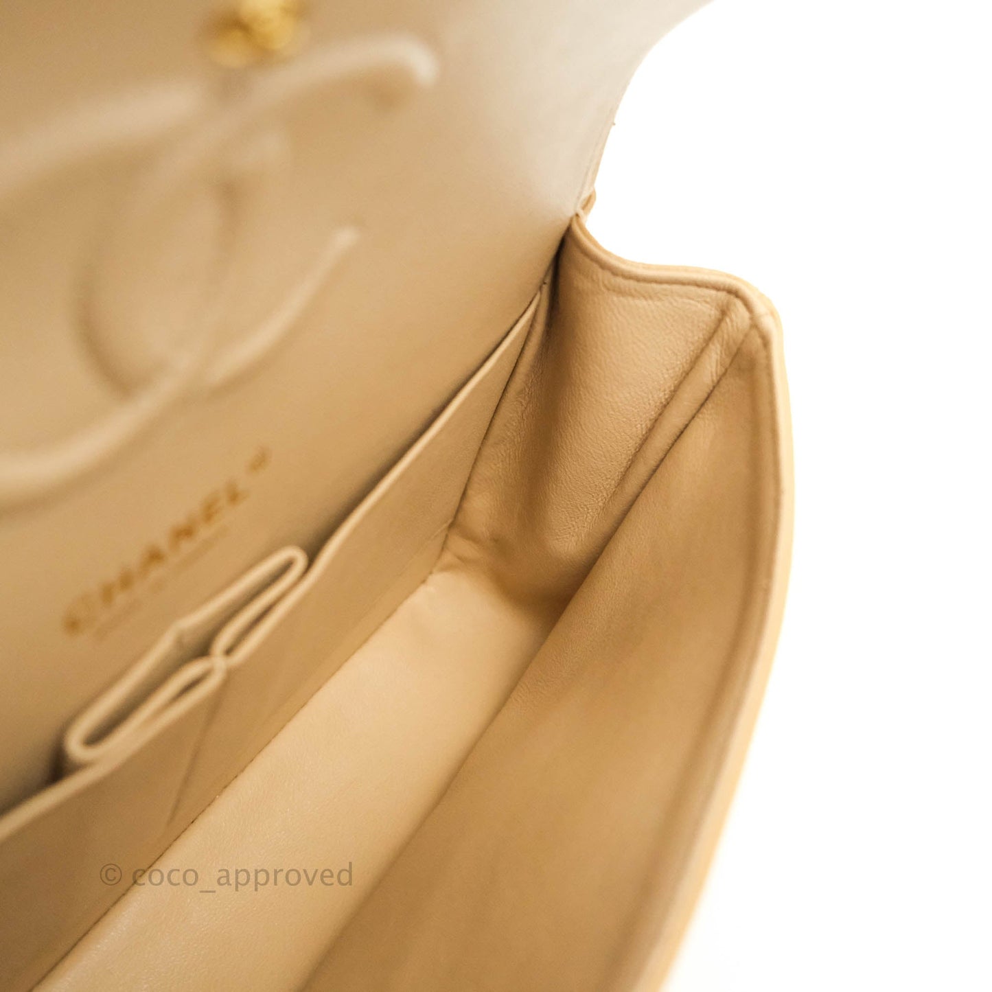 Chanel Classic M/L Medium Double Flap Beige Caviar Gold Hardware