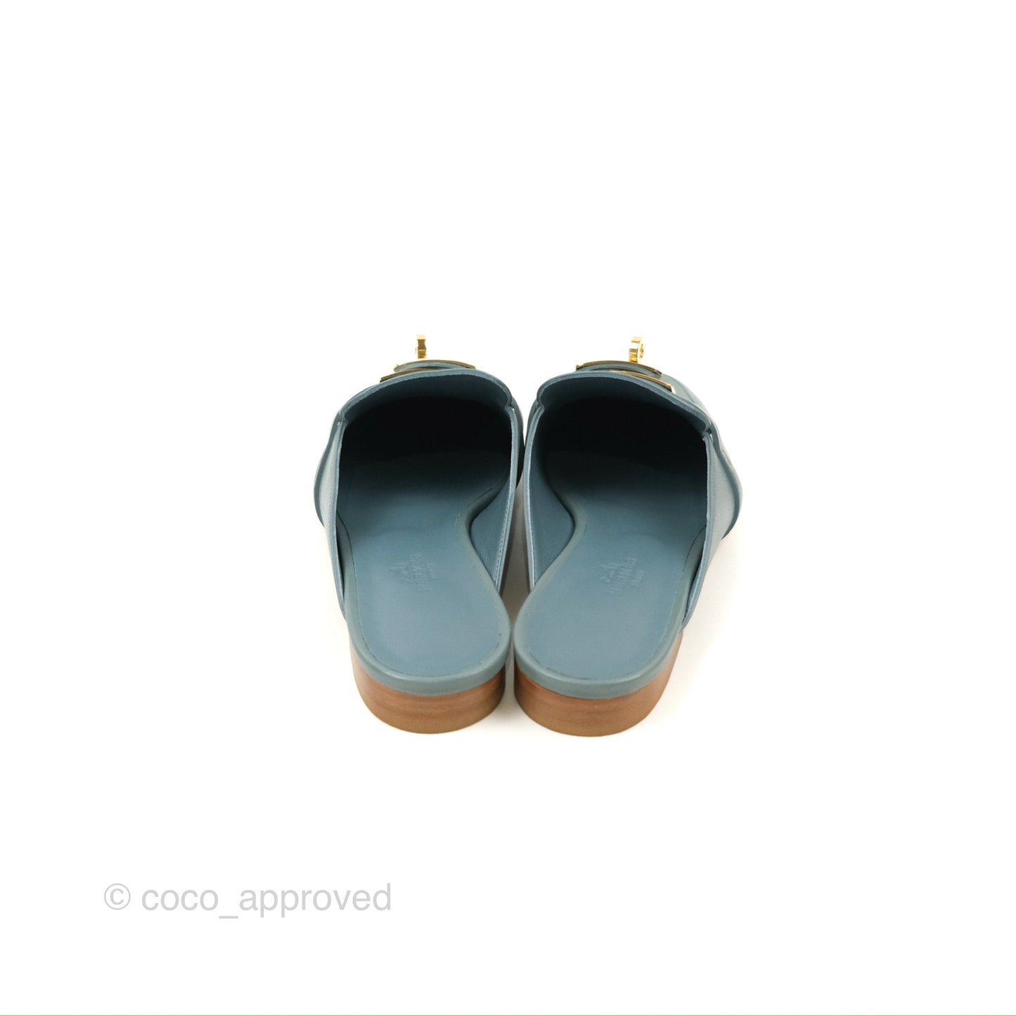 Hermès Oz Mules Bleu Pinede Calfskin Gold Hardware Size 37.5