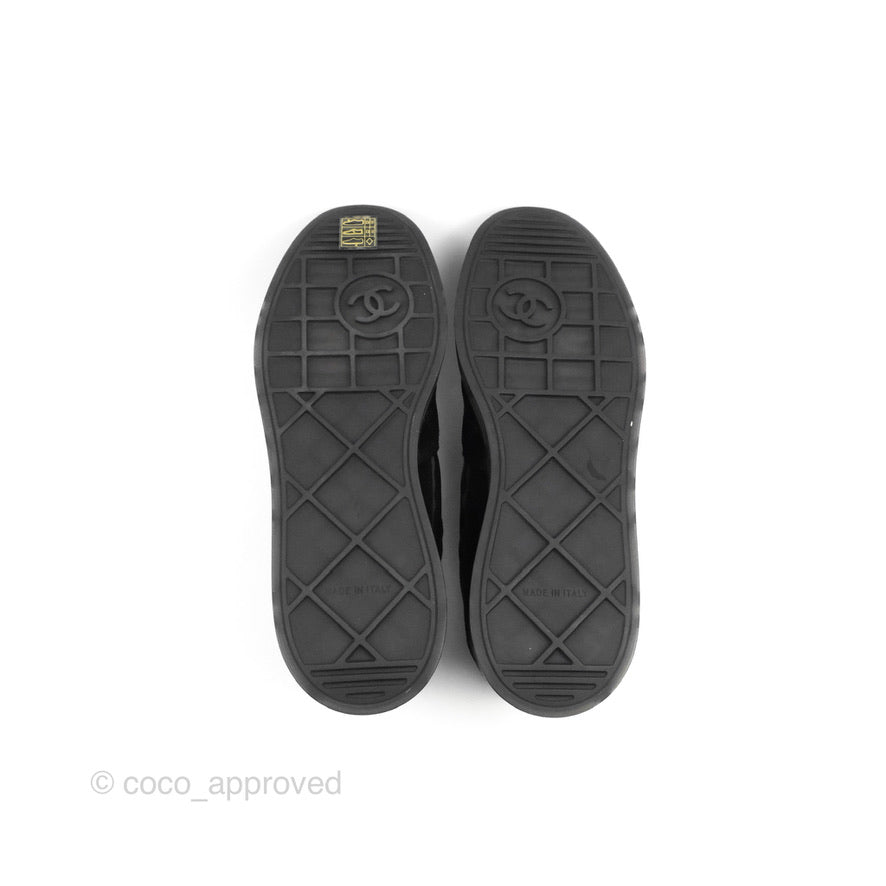 Chanel Suede Quilted Low Top Sneakers Black Size 37.5