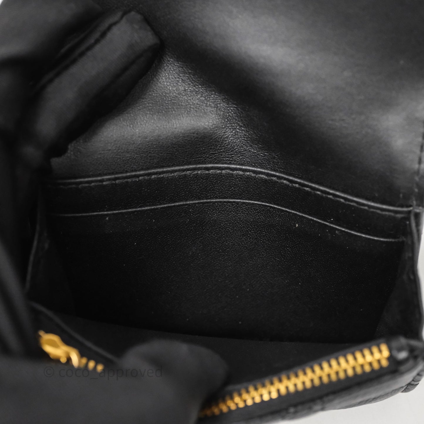Dior Caro Glycine Wallet Black Supple Cannage Calfskin Gold Hardware