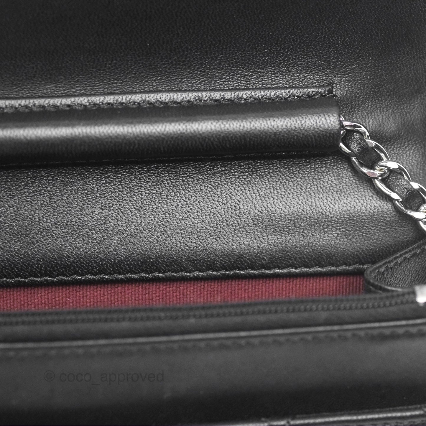 Chanel Quilted Classic Wallet on Chain WOC Black Lambskin Silver Hardware