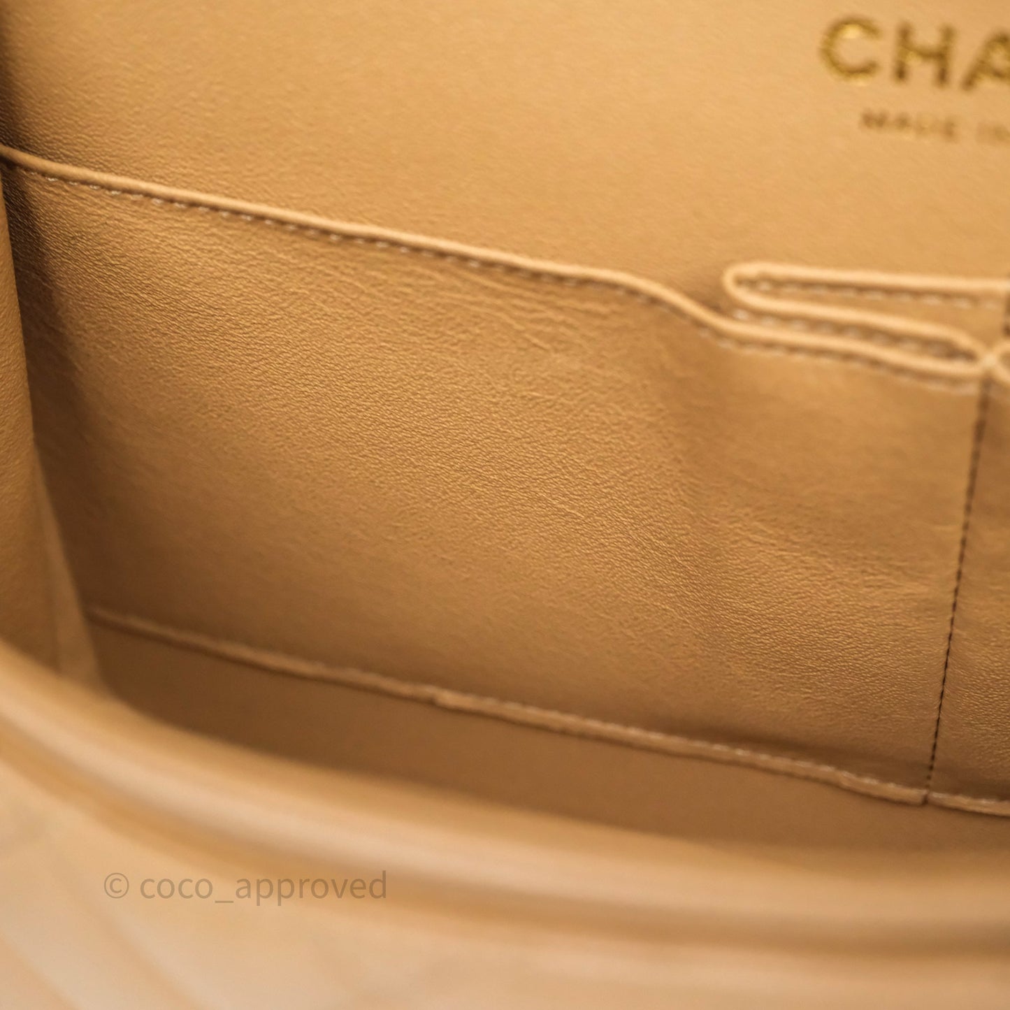 Chanel Classic M/L Medium Flap Quilted Dark Beige Caviar Gold Hardware