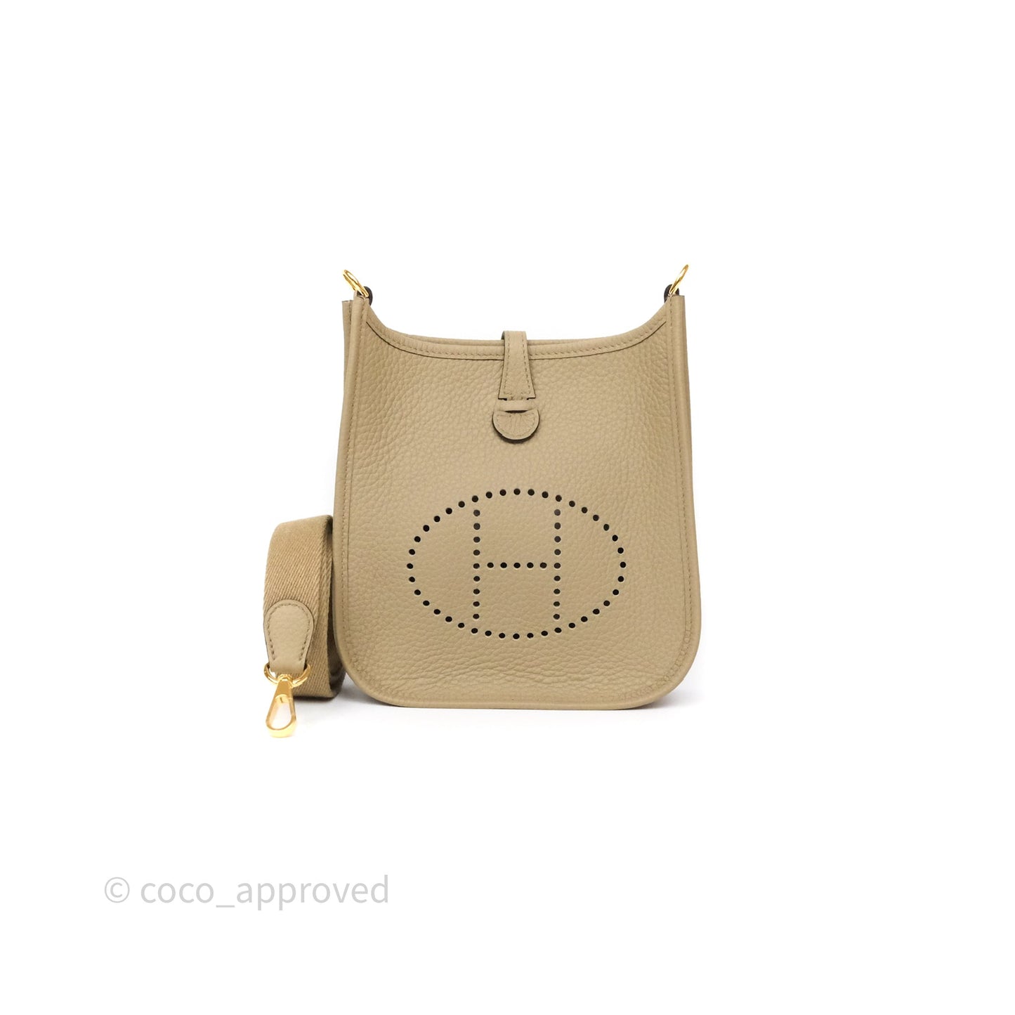 Hermès Mini Evelyne 16 Beige Marfa 8Q Clemence Gold Hardware