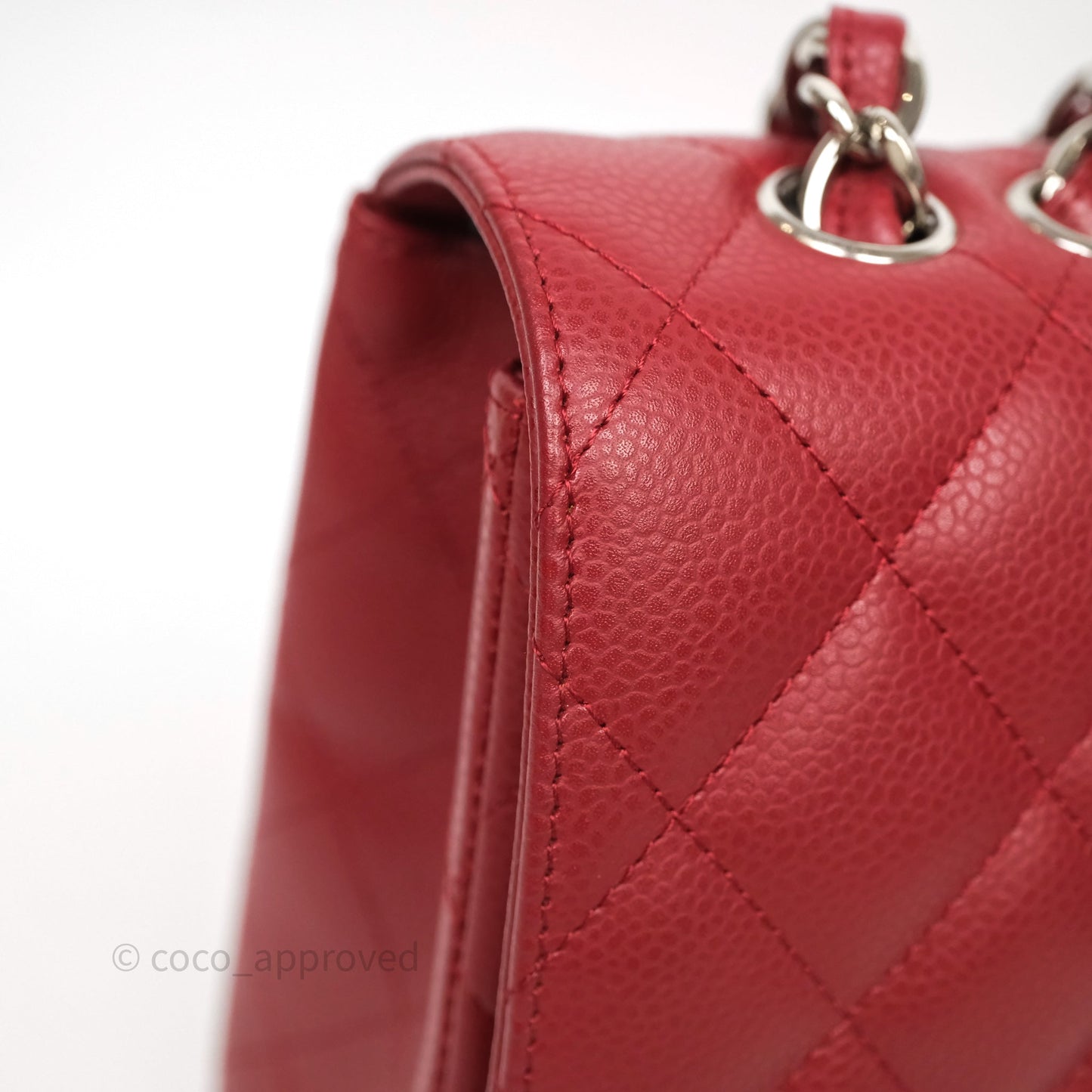 Chanel Jumbo Single Flap Dark Red Caviar Silver Hardware⁣⁣