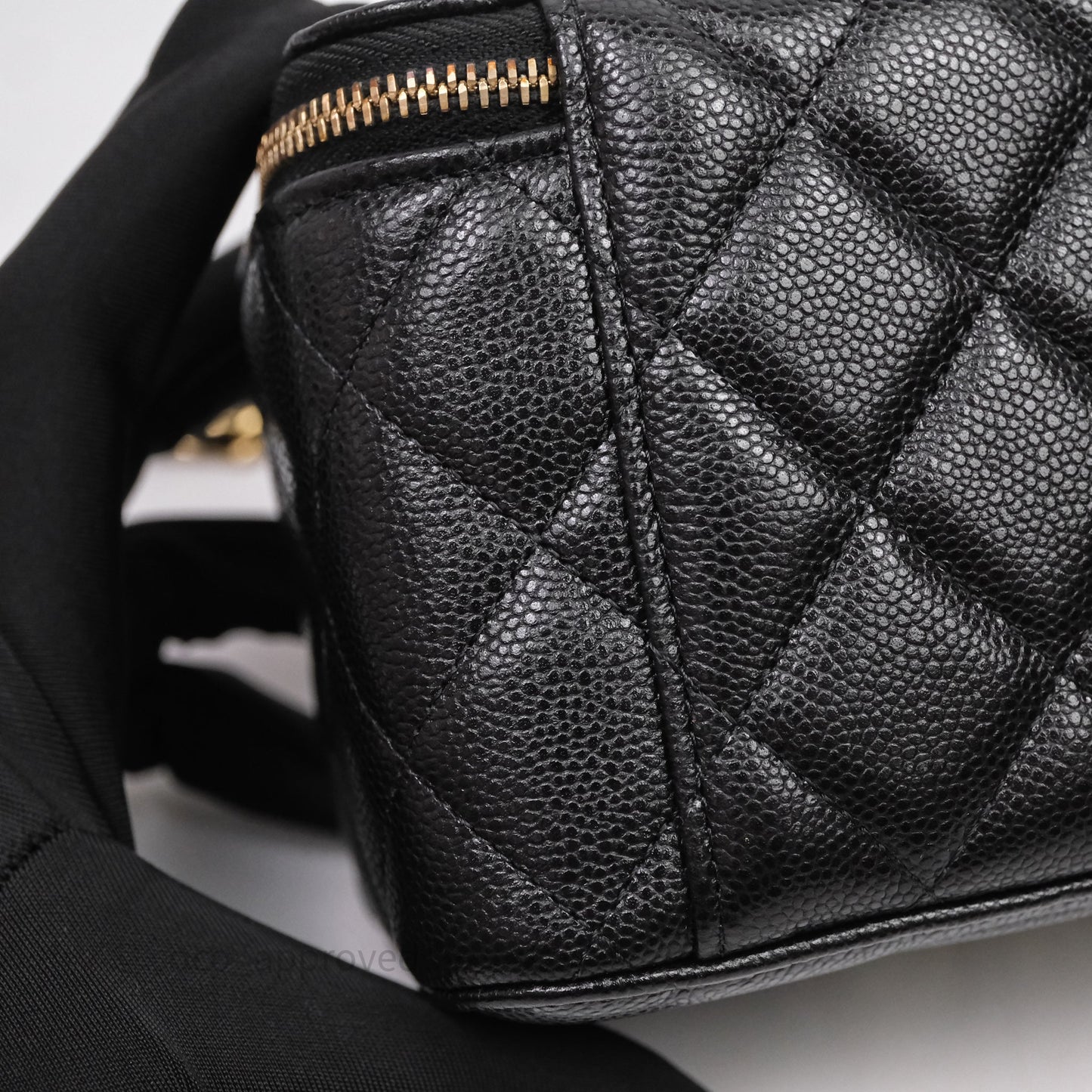 Chanel Vanity Rectangular With Chain Black Caviar Gold Hardware