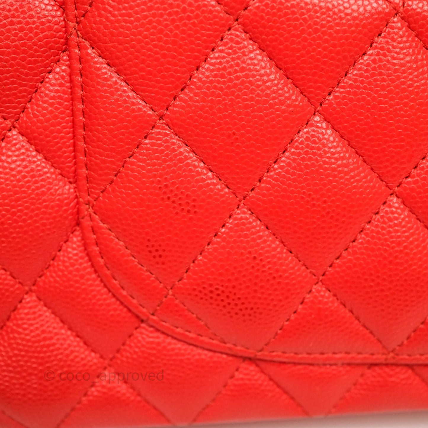 Chanel Small Classic Flap Quilted Red Orange Caviar Gold Hardware