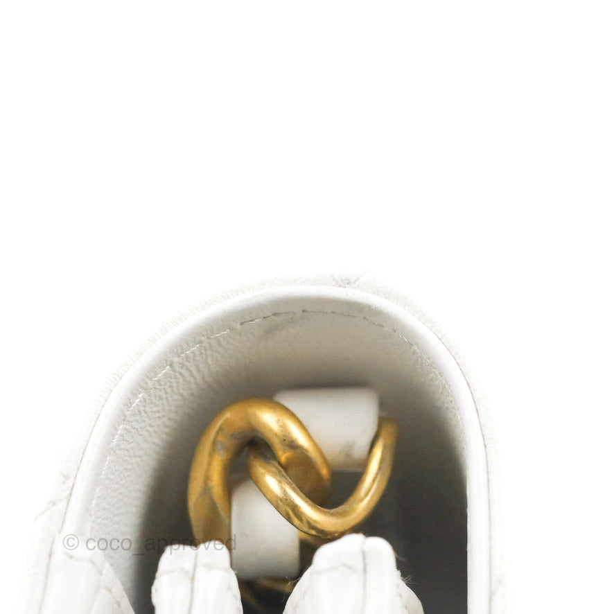 Chanel Mini Resin Chain Wallet on Chain WOC White Lambskin Gold Hardware