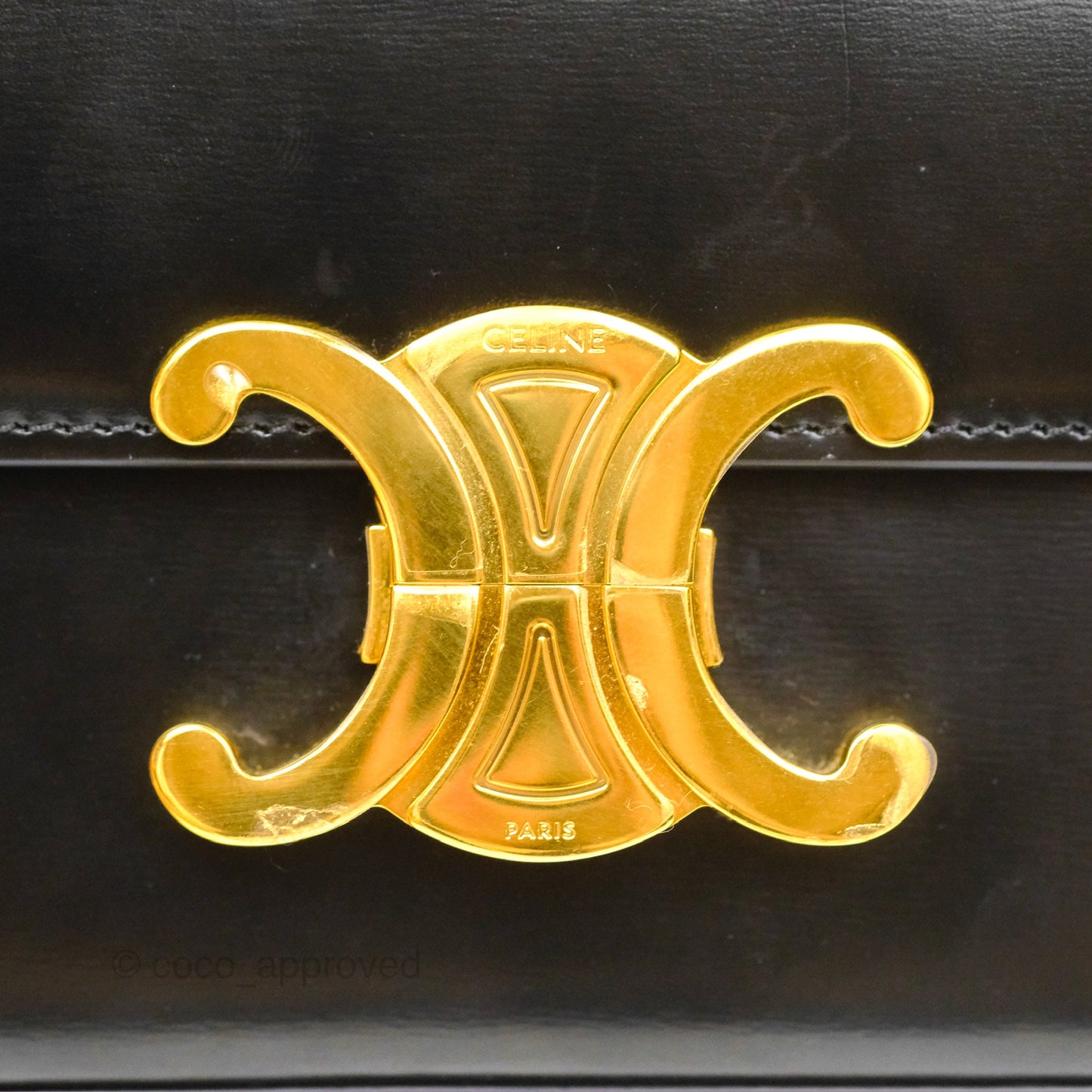 Celine Triomphe Shoulder Bag Black Calfskin