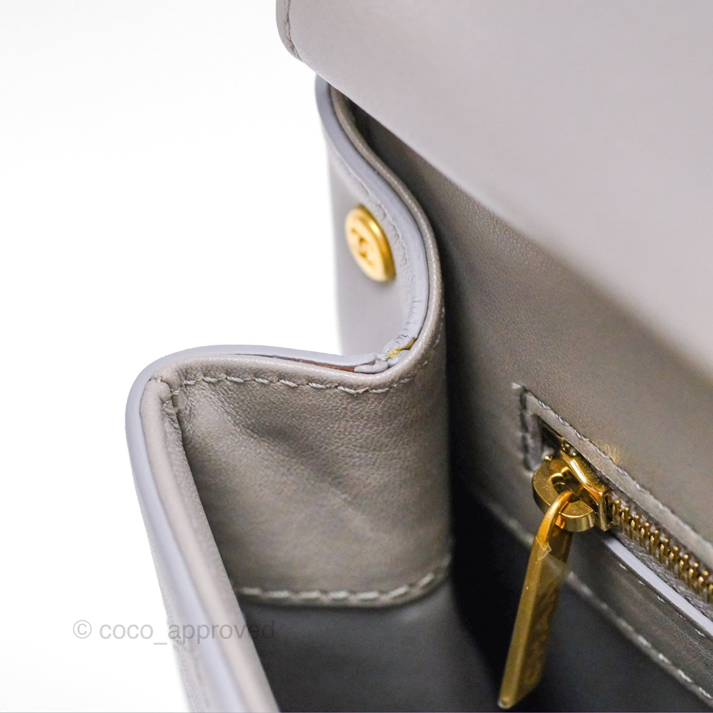 Chanel Small Quilted Coco Luxe Flap Bag Grey Calfskin Aged Gold Hardware