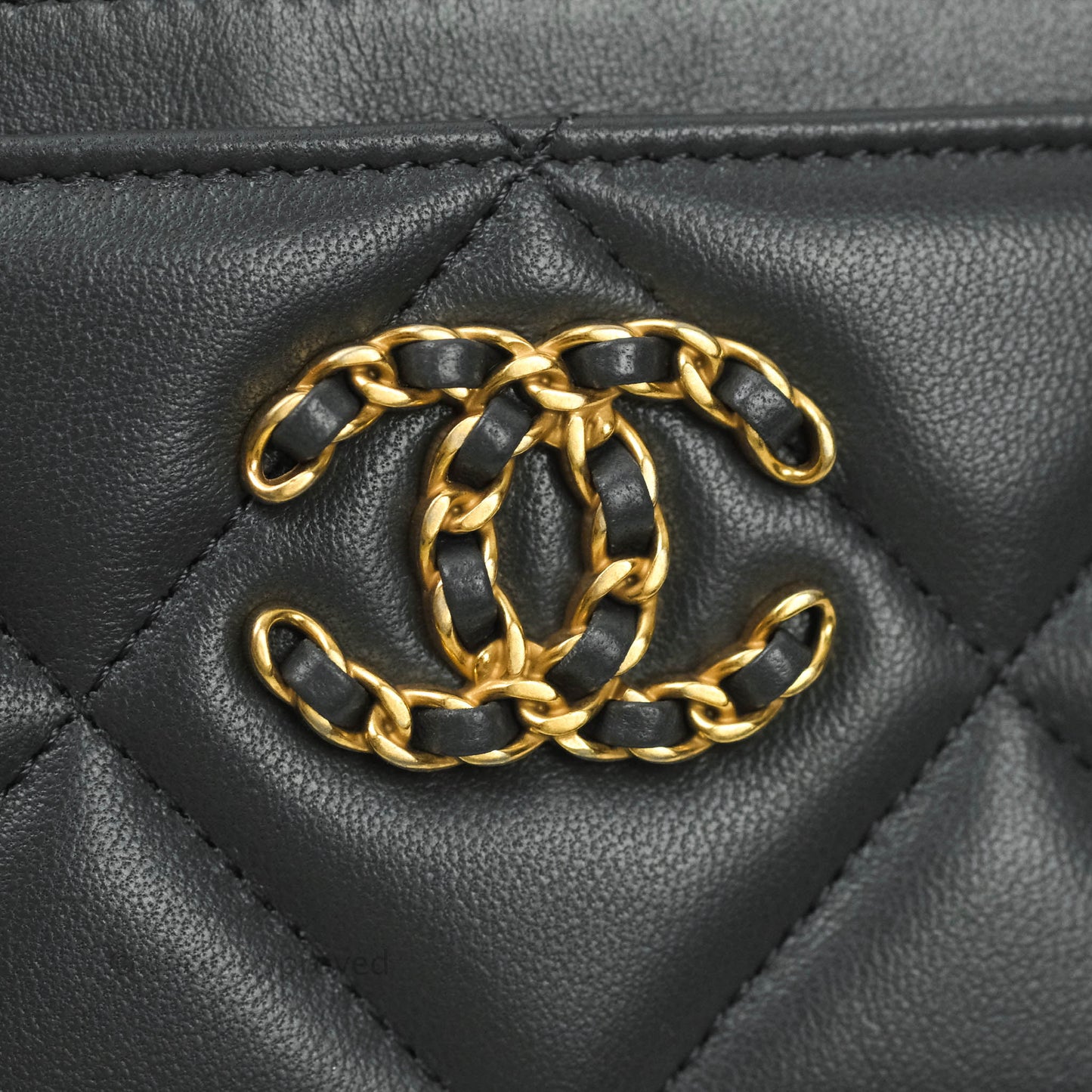 Chanel 19 Quilted Dark Grey Flat Card Holder