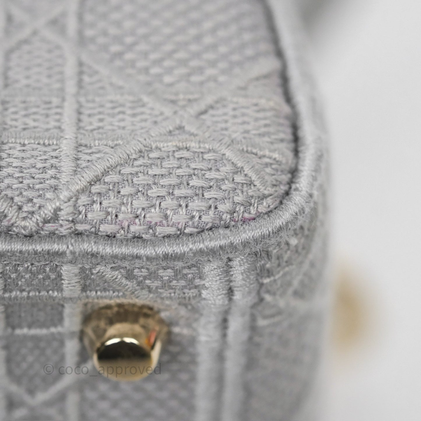 Dior Medium Lady D-Lite Bag Gray Cannage Embroidery Gold Hardware