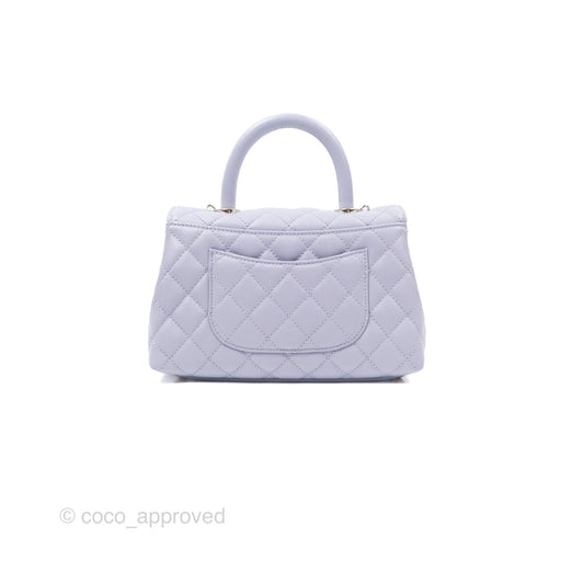 Chanel Small Coco Handle Lilac Caviar Gold Hardware