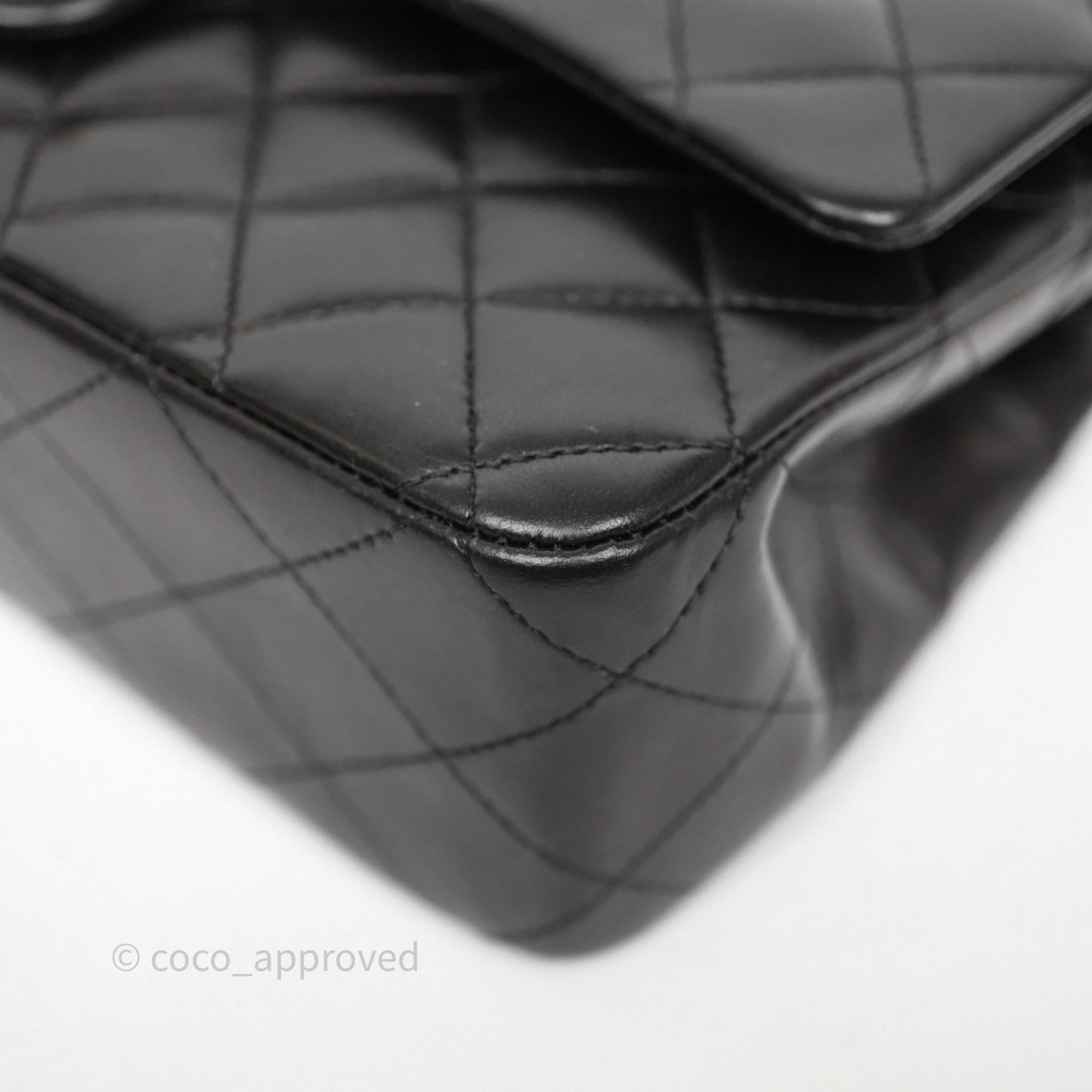 Chanel Classic M/L Medium Flap Quilted Black Lambskin Gold Hardware
