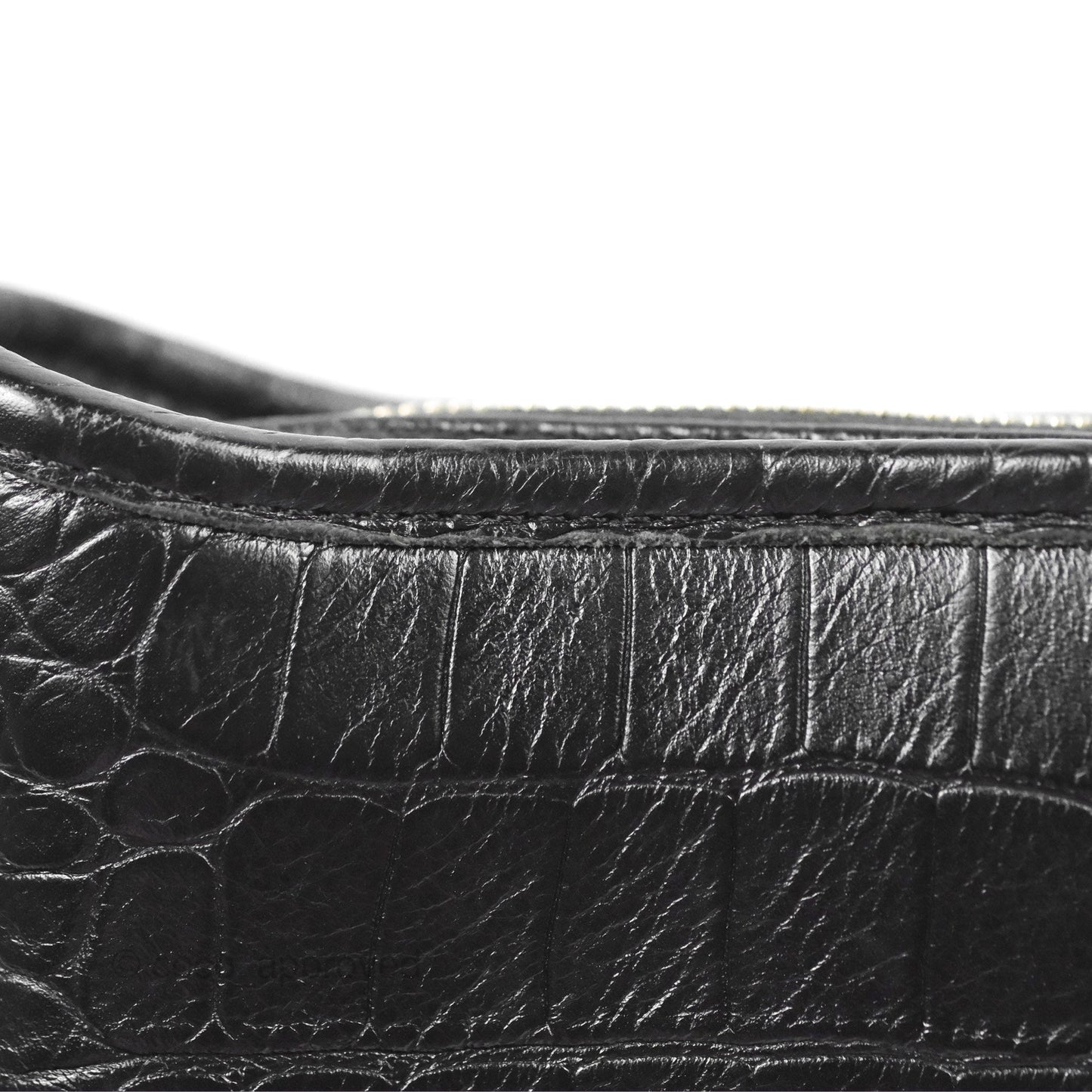 Chanel Small Gabrielle Hobo with Logo Handle Black Croc Embossed Calfskin