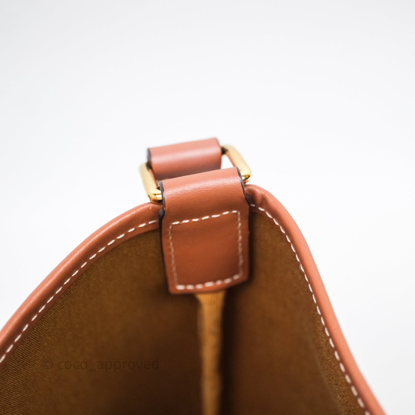 Celine Small Bucket Triomphe Canvas Tan Calfskin