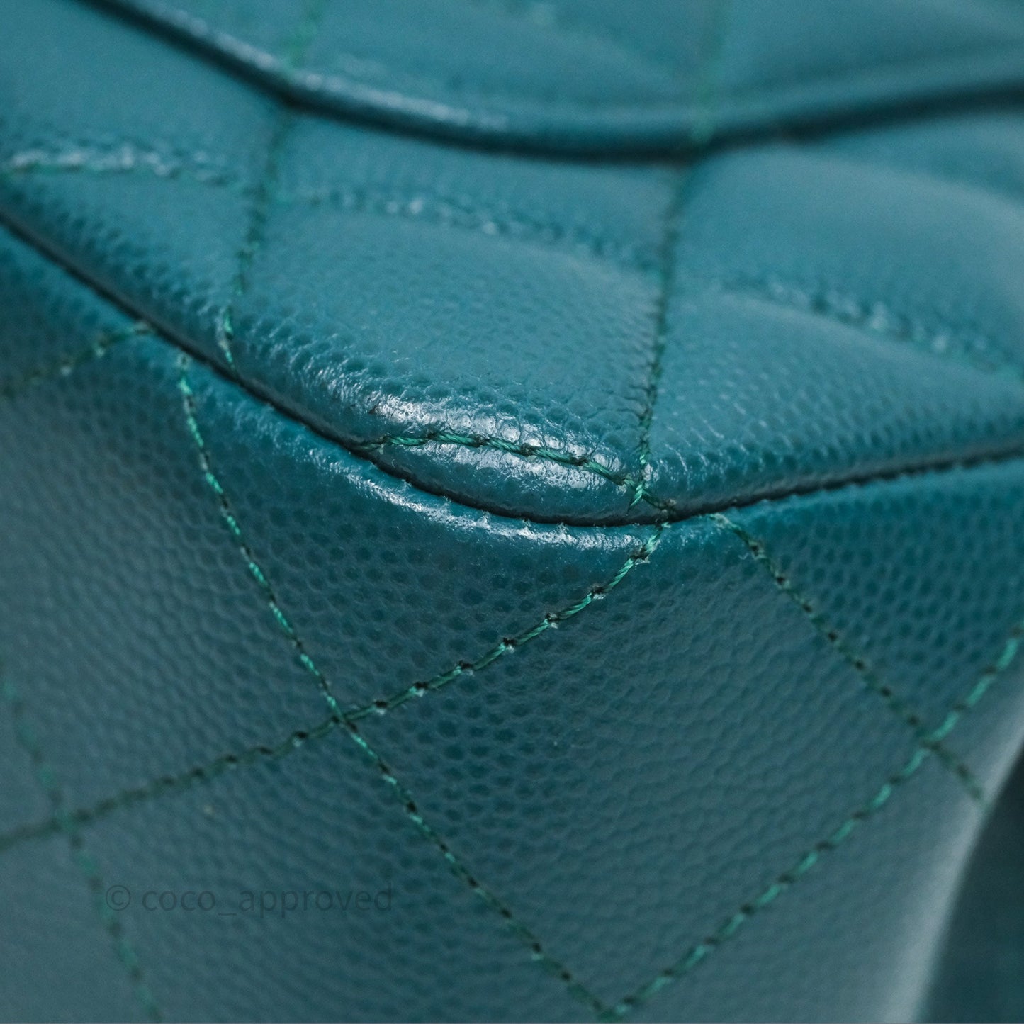 Chanel Quilted Mini Rectangular Green Caviar Silver Hardware