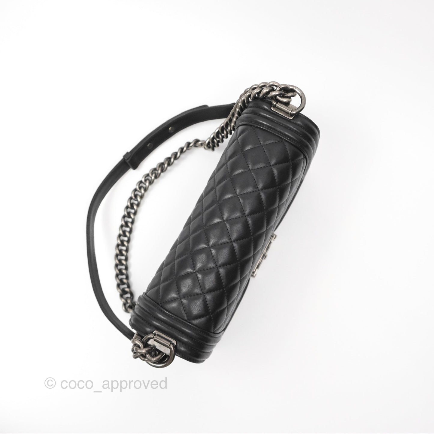 Chanel Quilted Medium Boy Black Lambskin Ruthenium Hardware