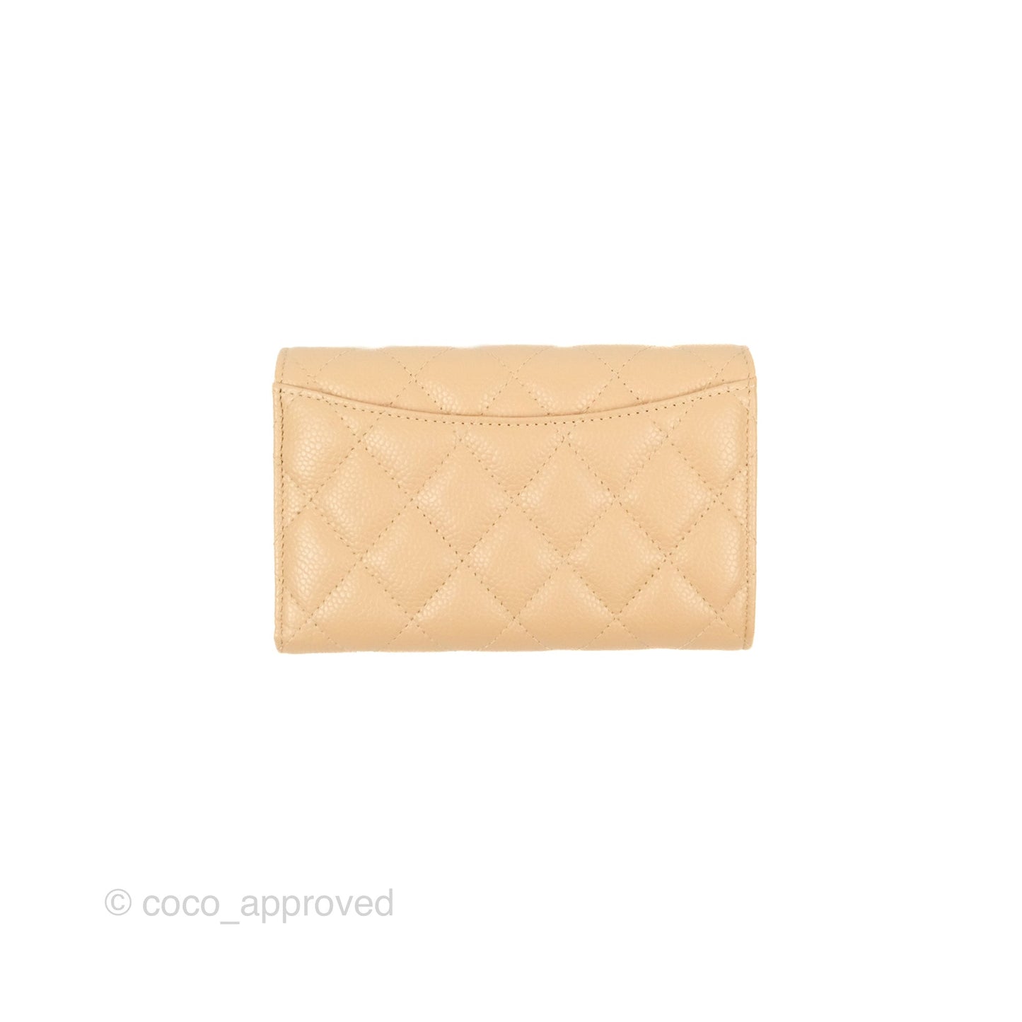 Chanel Quilted Medium Flap Wallet Beige Caviar Gold Hardware