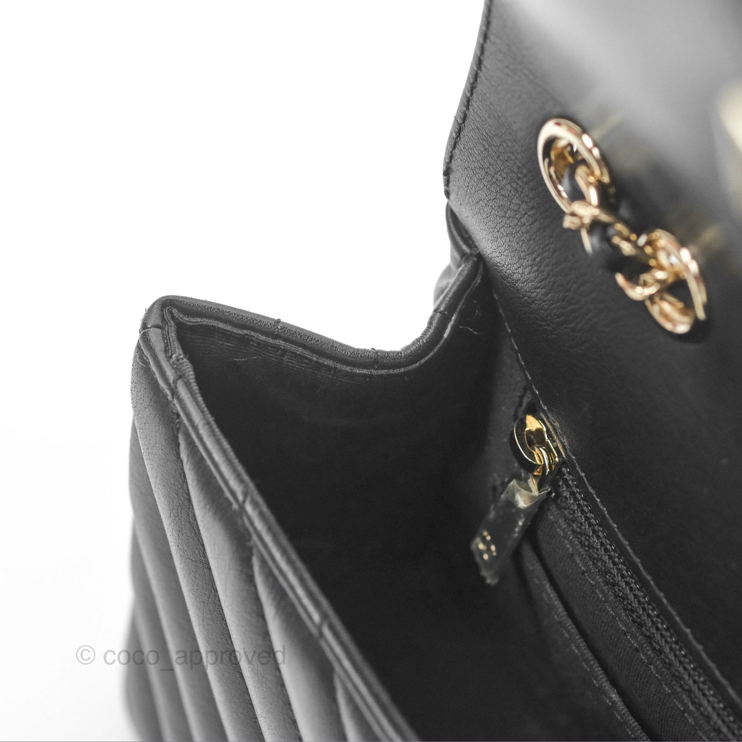 Chanel Small Statement Chevron Flap Bag Black Calfskin Gold Hardware