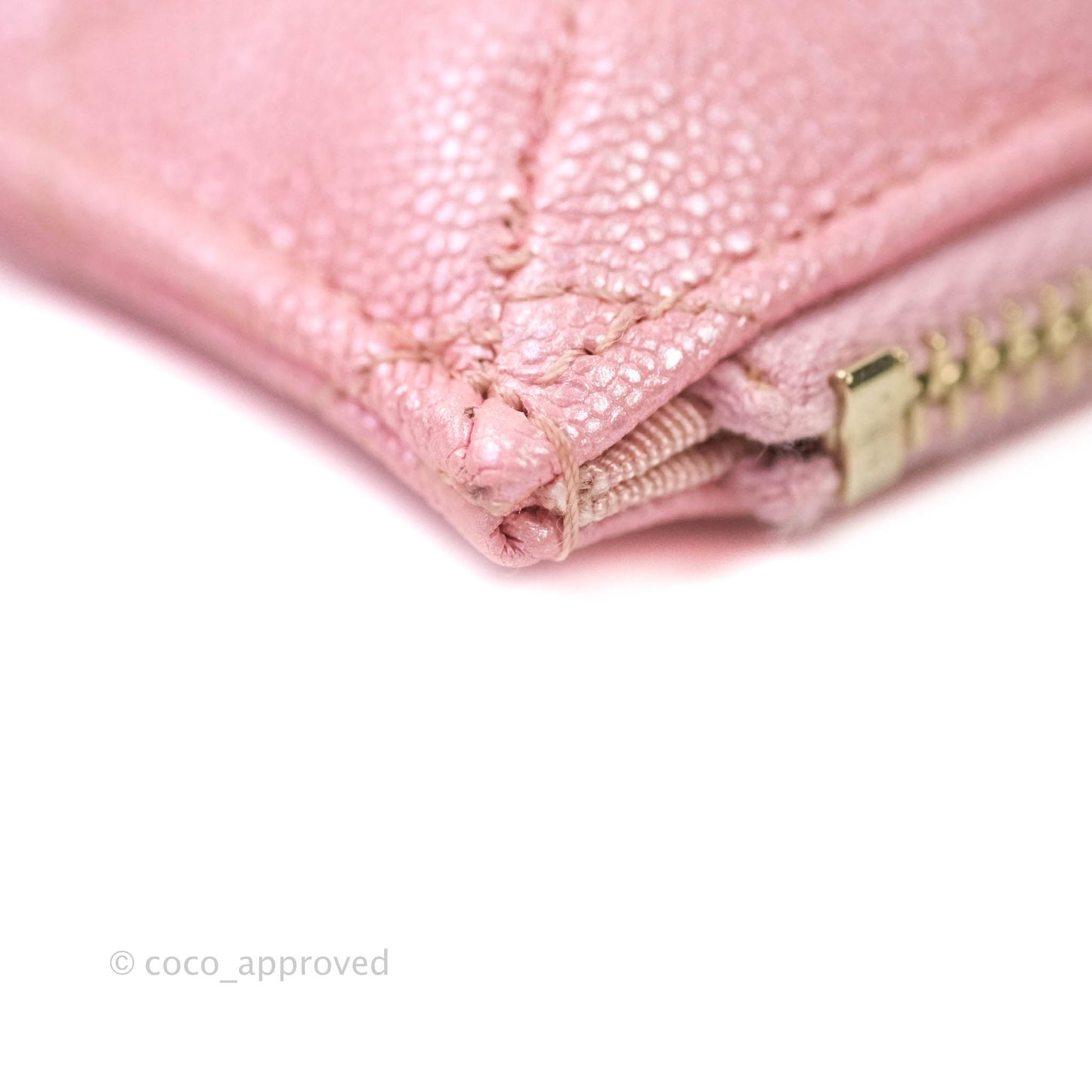 Chanel Classic Flat Iridescent Pink Caviar Wallet Pouch Gold Hardware 19S