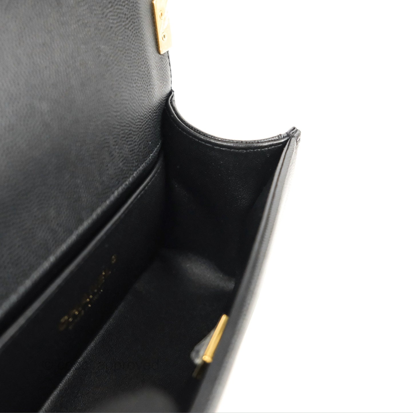 Chanel Small Boy Black Caviar Aged Gold Hardware