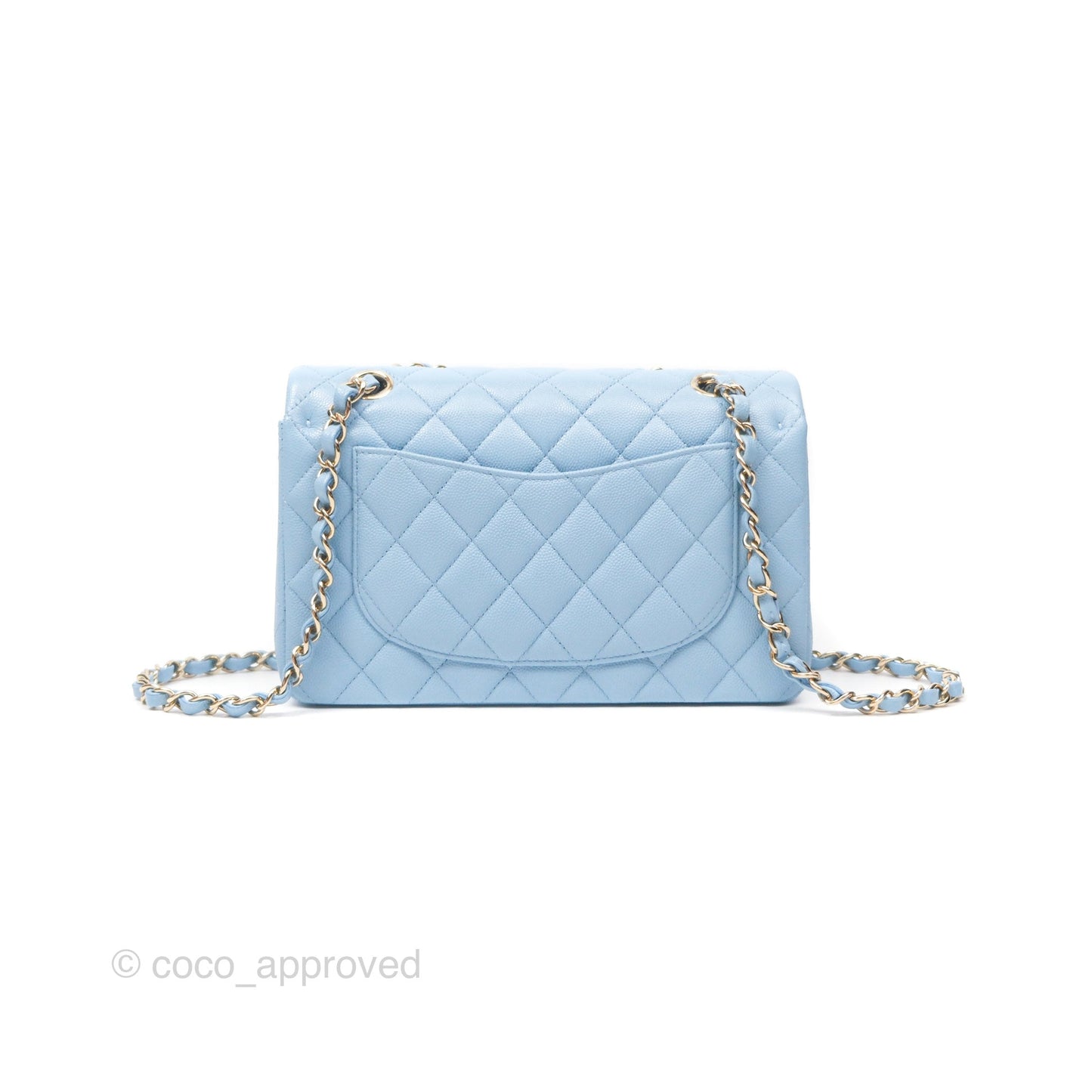 Chanel Small Classic Quilted Flap Light Blue Caviar Gold Hardware