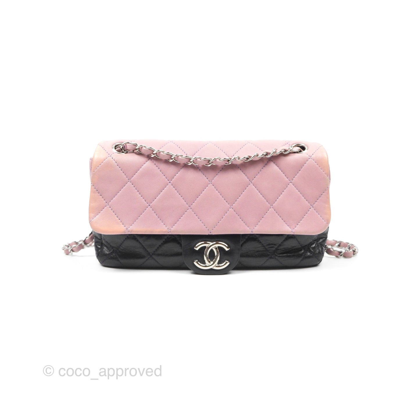 Chanel Medium Bicolor CC Chain Flap Pink/Black Lambskin Silver Hardware
