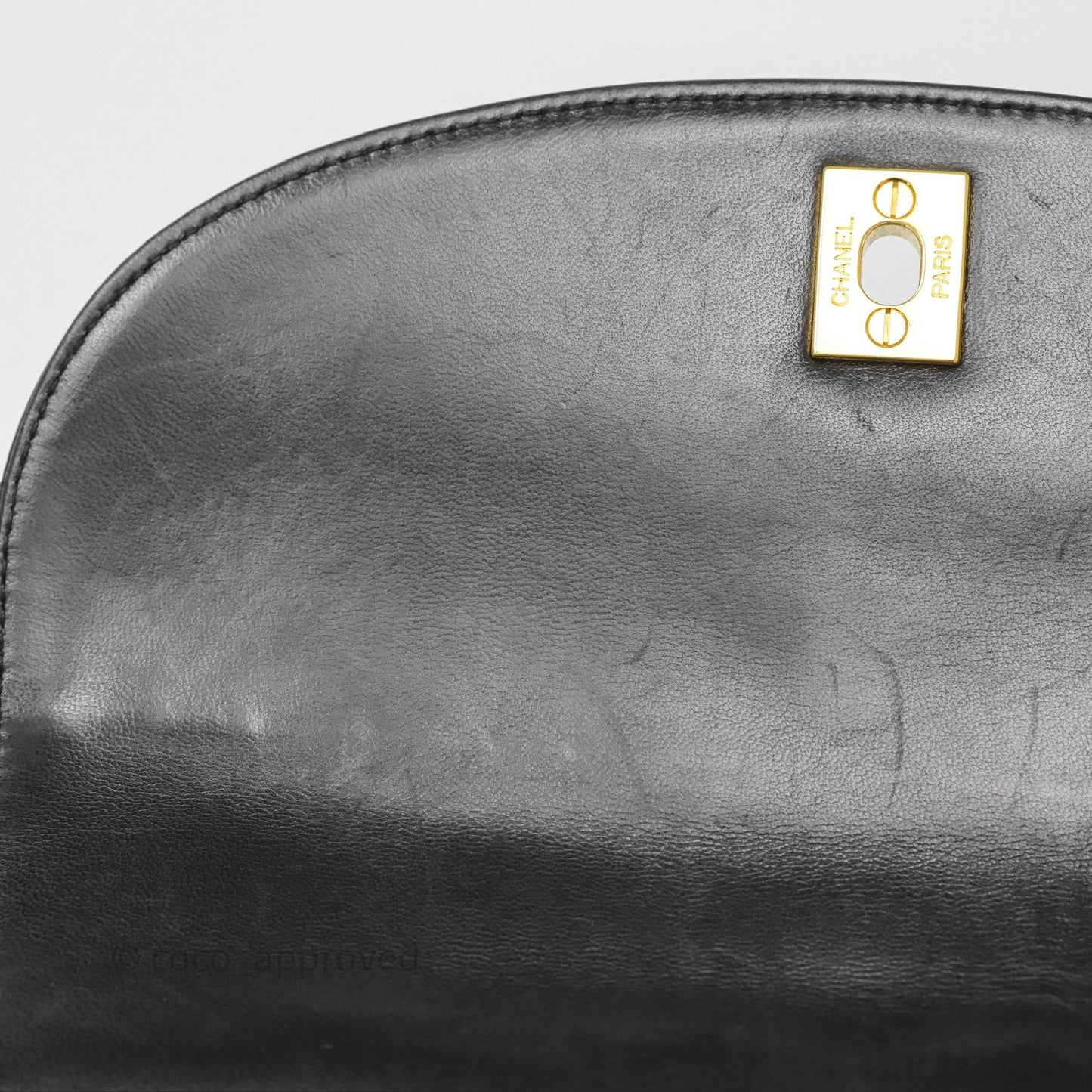 Chanel Vintage Half Moon Flap Shoulder Bag Black Lambskin 24K Gold Hardware