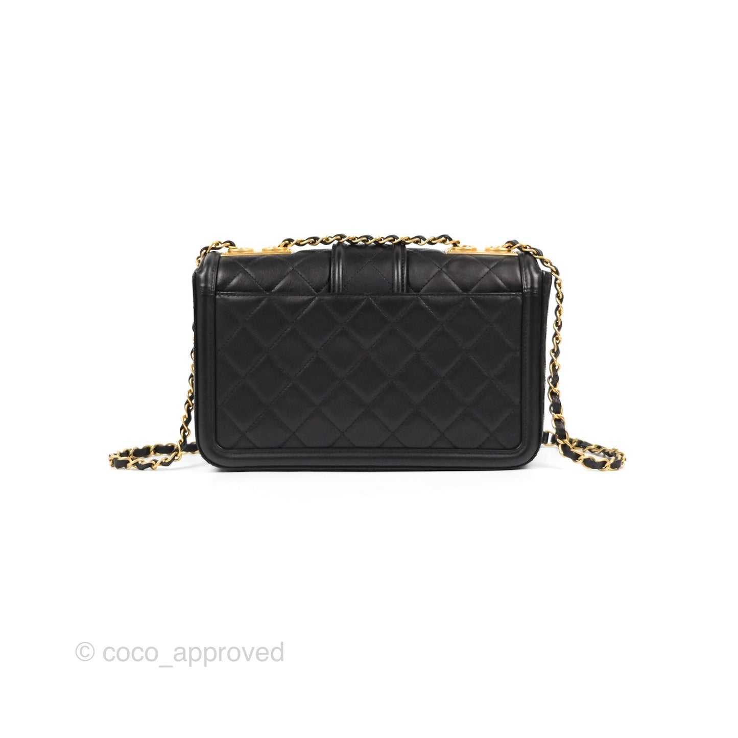 Chanel Quilted Medium Elegant CC Flap Black Lambskin Gold Hardware