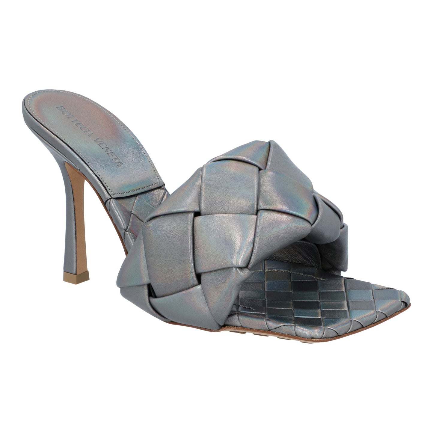 Luxury Bottega Veneta Women Lido Padded Mule in silver Lambskin