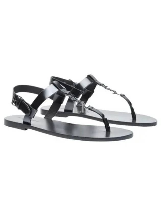 Luxury Saint Laurent Cassandre Flip Flops Black