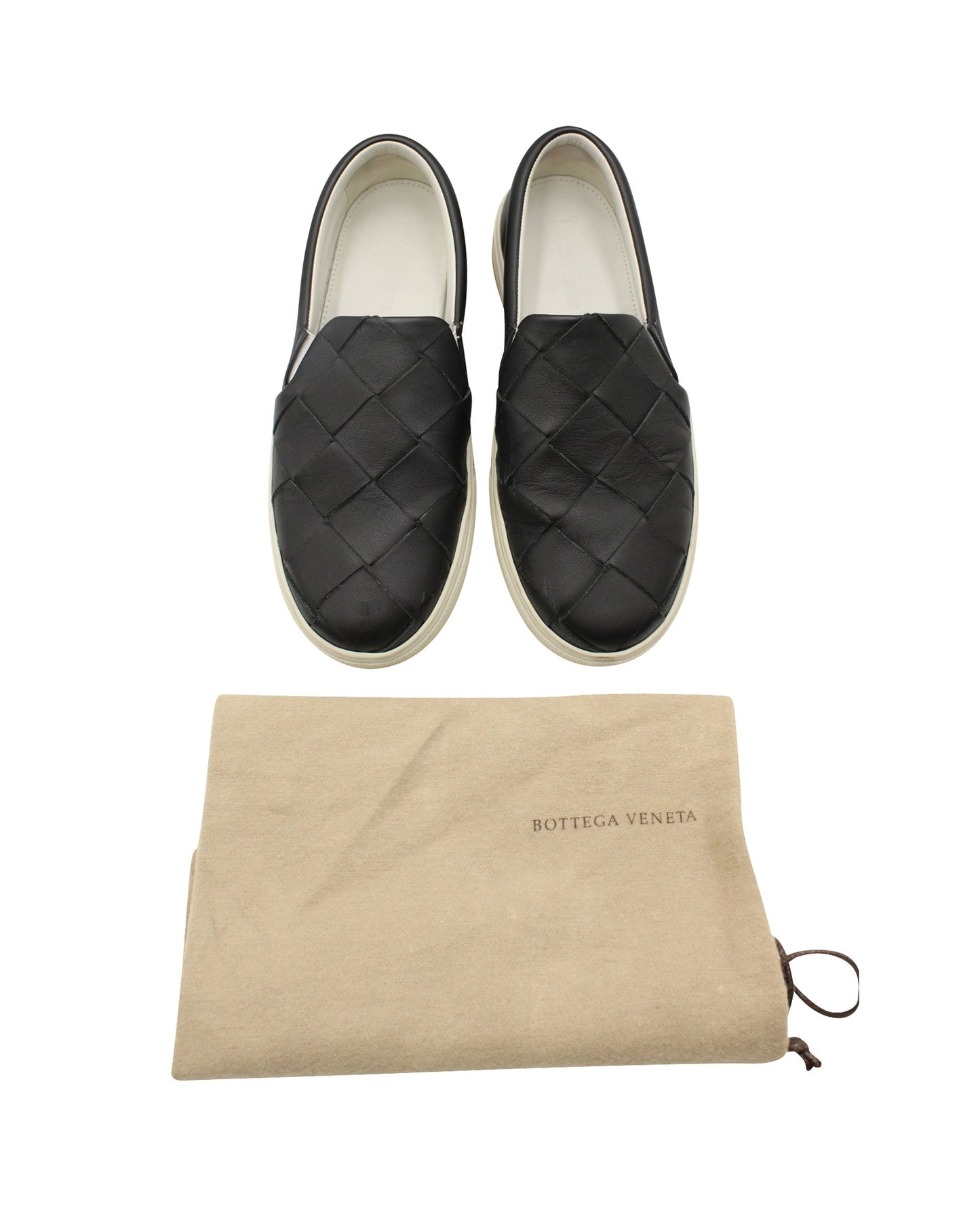 Luxury Bottega Veneta Dodger Intrecciato Slip-On Sneakers in Black Leather