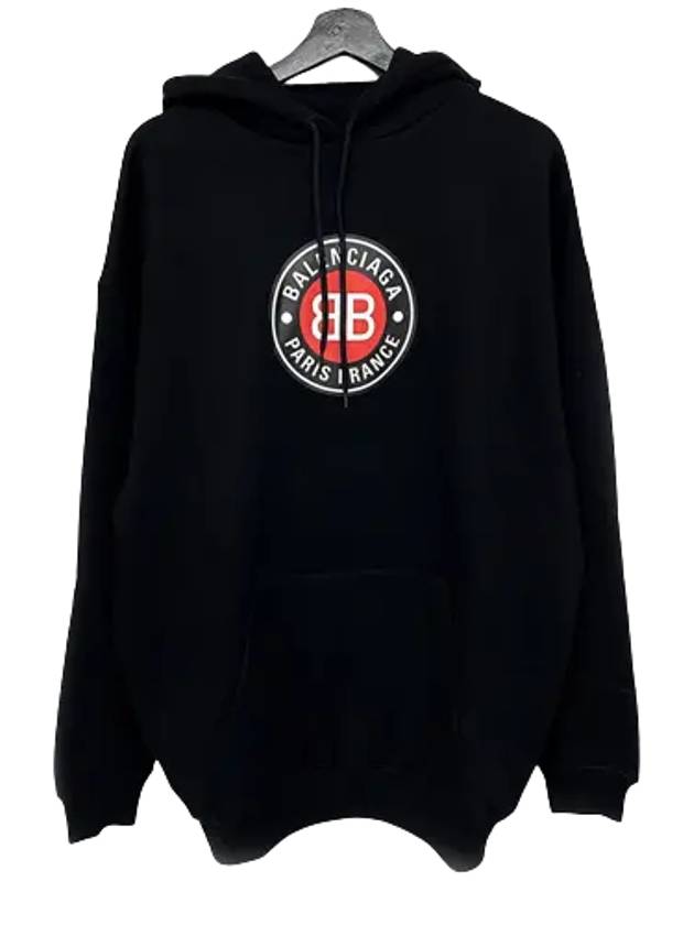Luxury Balenciaga BB Logo Round Print Hoodie Black