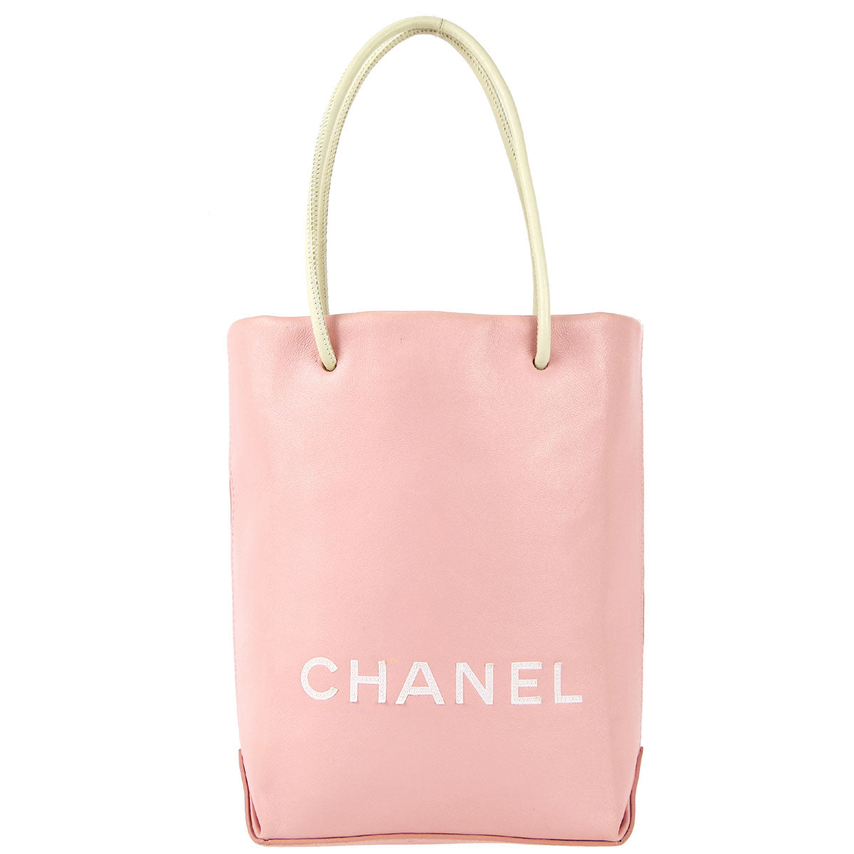 Luxury Chanel 1989-1991  * Essential Tote Bag Pink White Calfskin