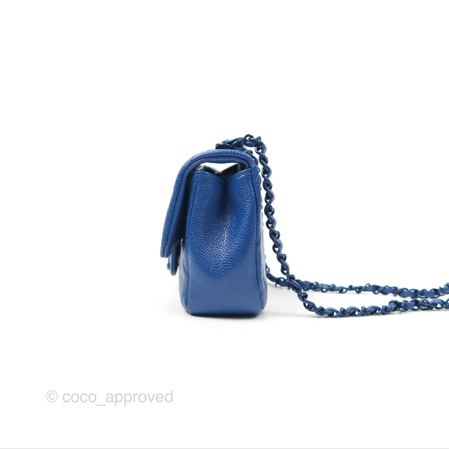 Chanel Quilted Mini Square Flap Bag Dark Blue Caviar Incognito