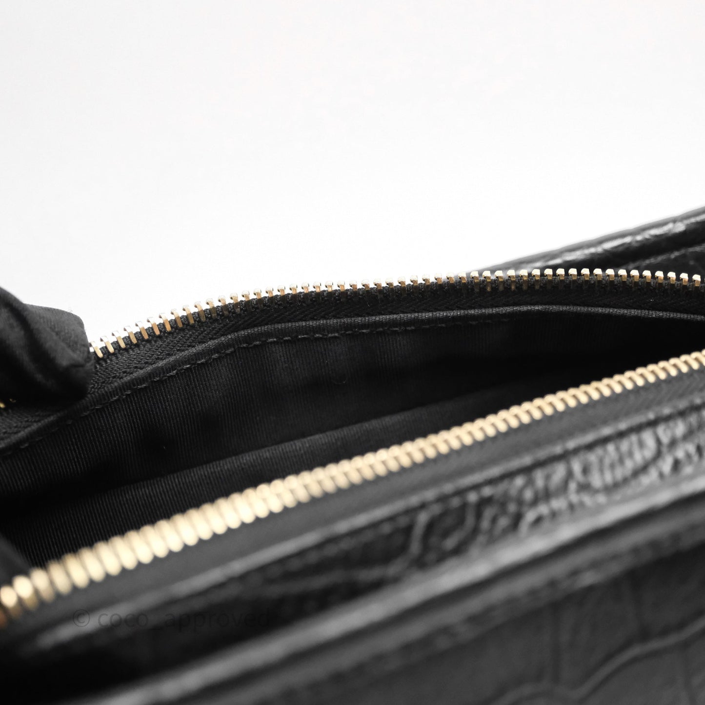 Chanel Crocodile Embossed Calfskin Small Gabrielle Cocodile Hobo Black
