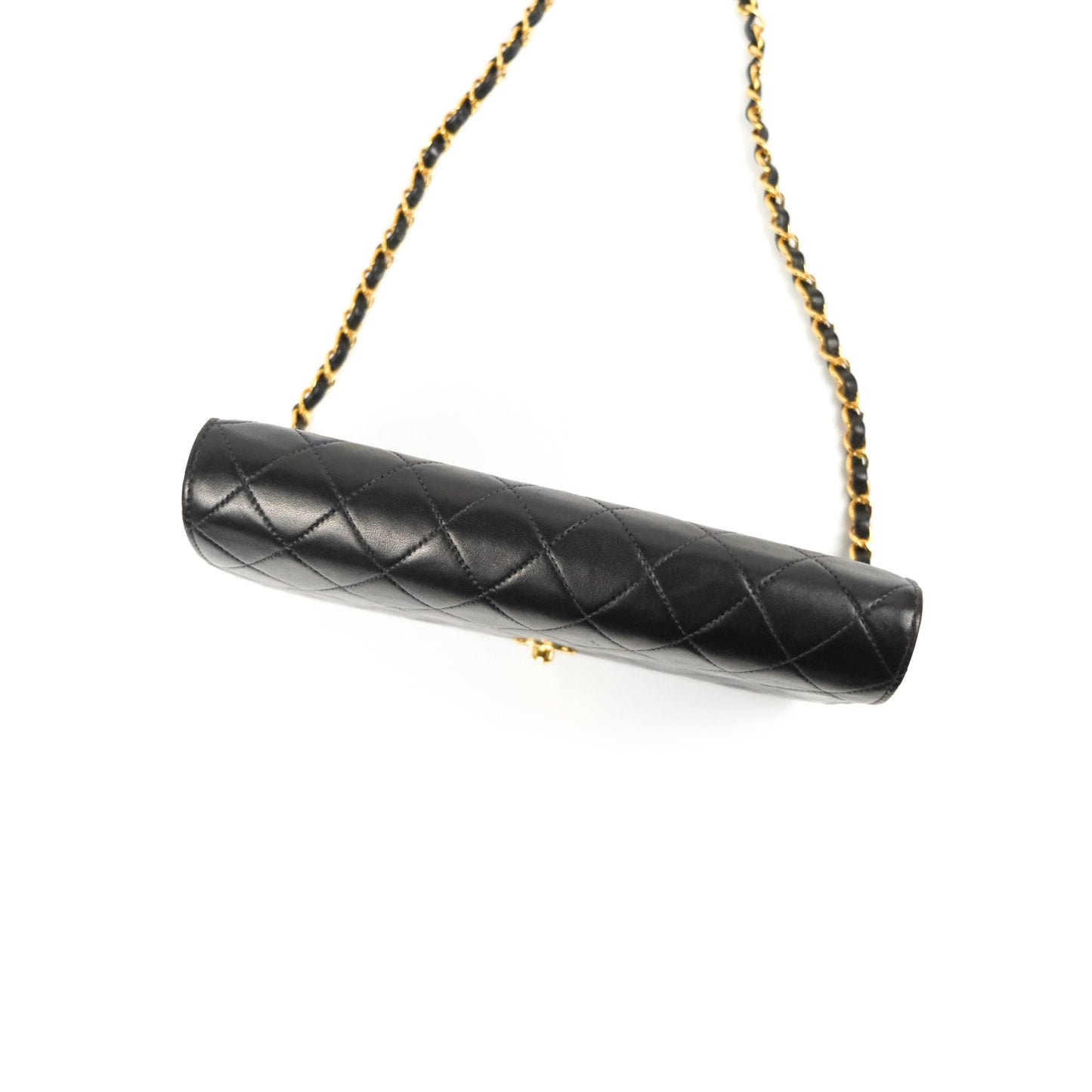 Chanel Vintage Full Flap Quilted Shoulder Bag Black Lambskin 24K Gold Hardware