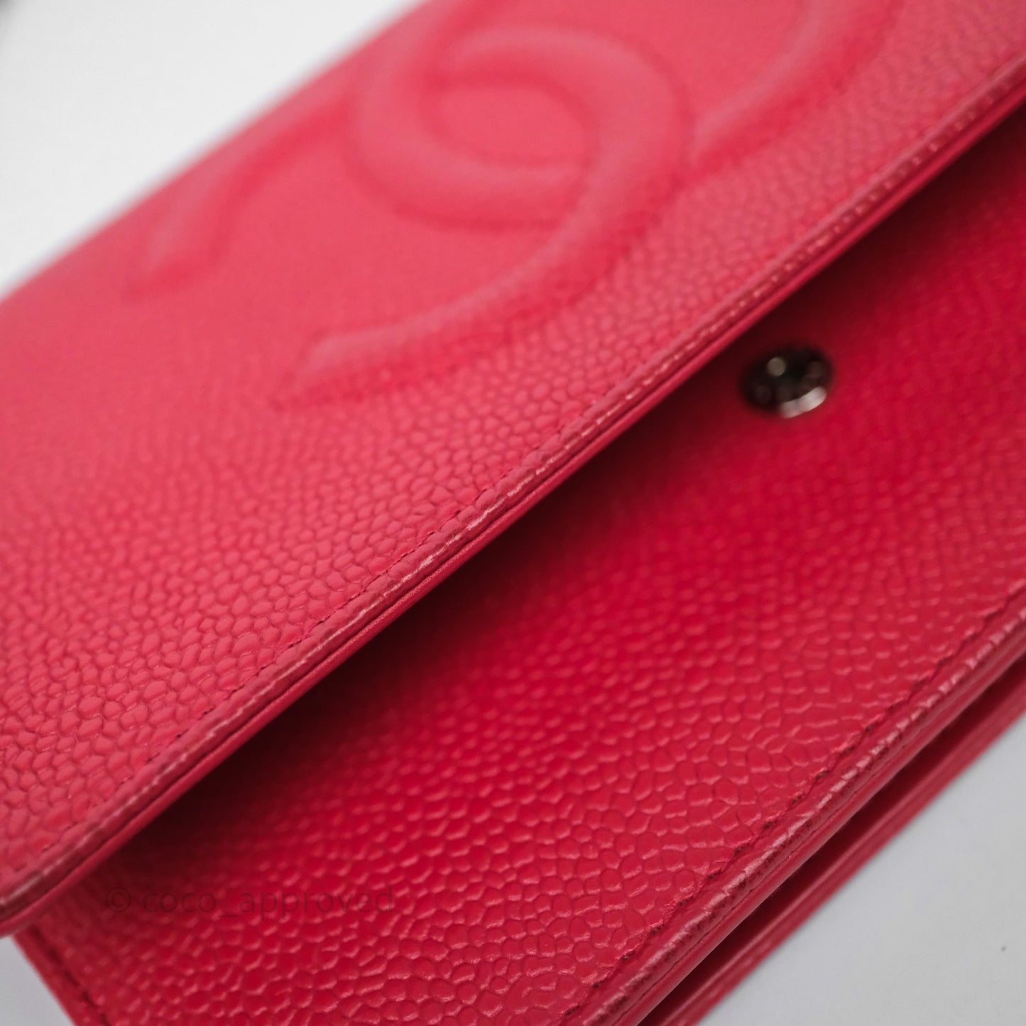 Chanel CC Wallet On Chain WOC Dark Pink Caviar Silver Hardware