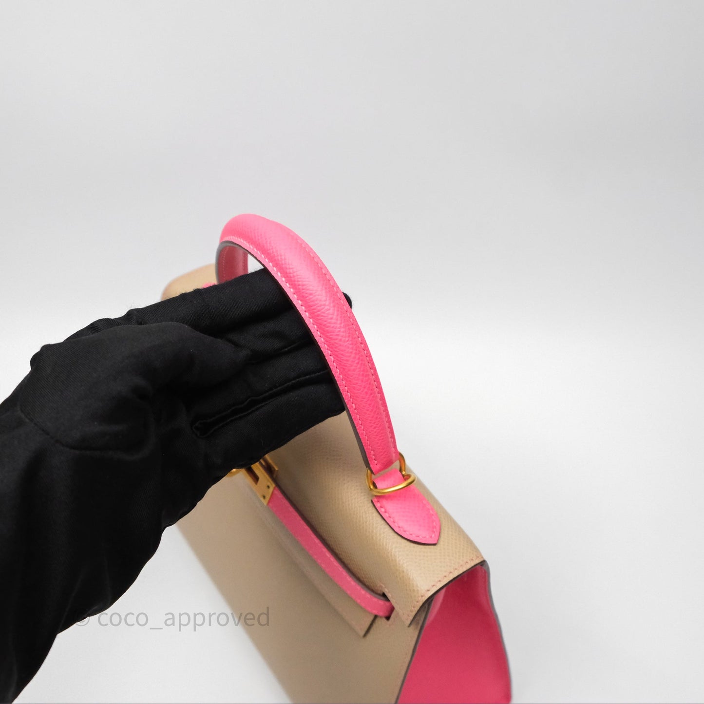 Hermès Kelly 25 Sellier Begie/Pink Epsom Gold Hardware
