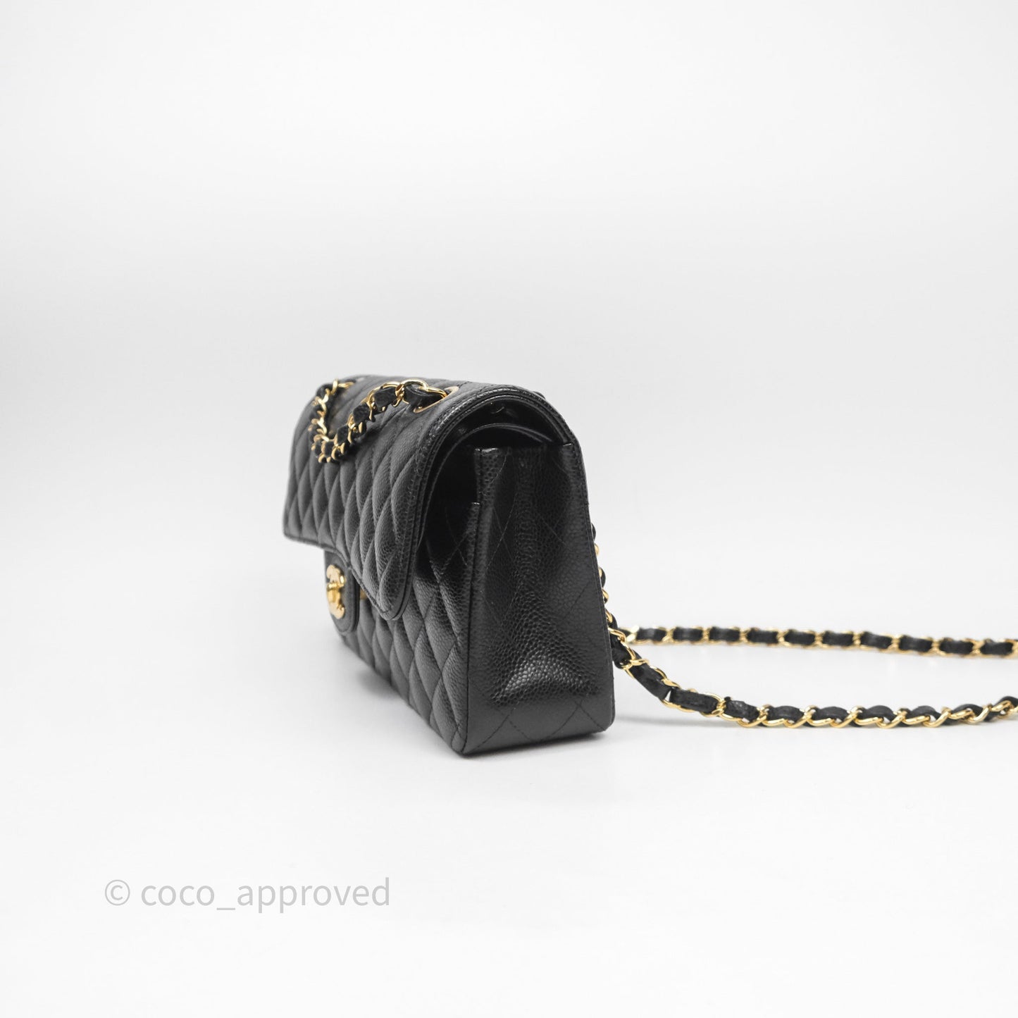 Chanel Small Classic Flap Quilted Black Caviar Gold Hardware