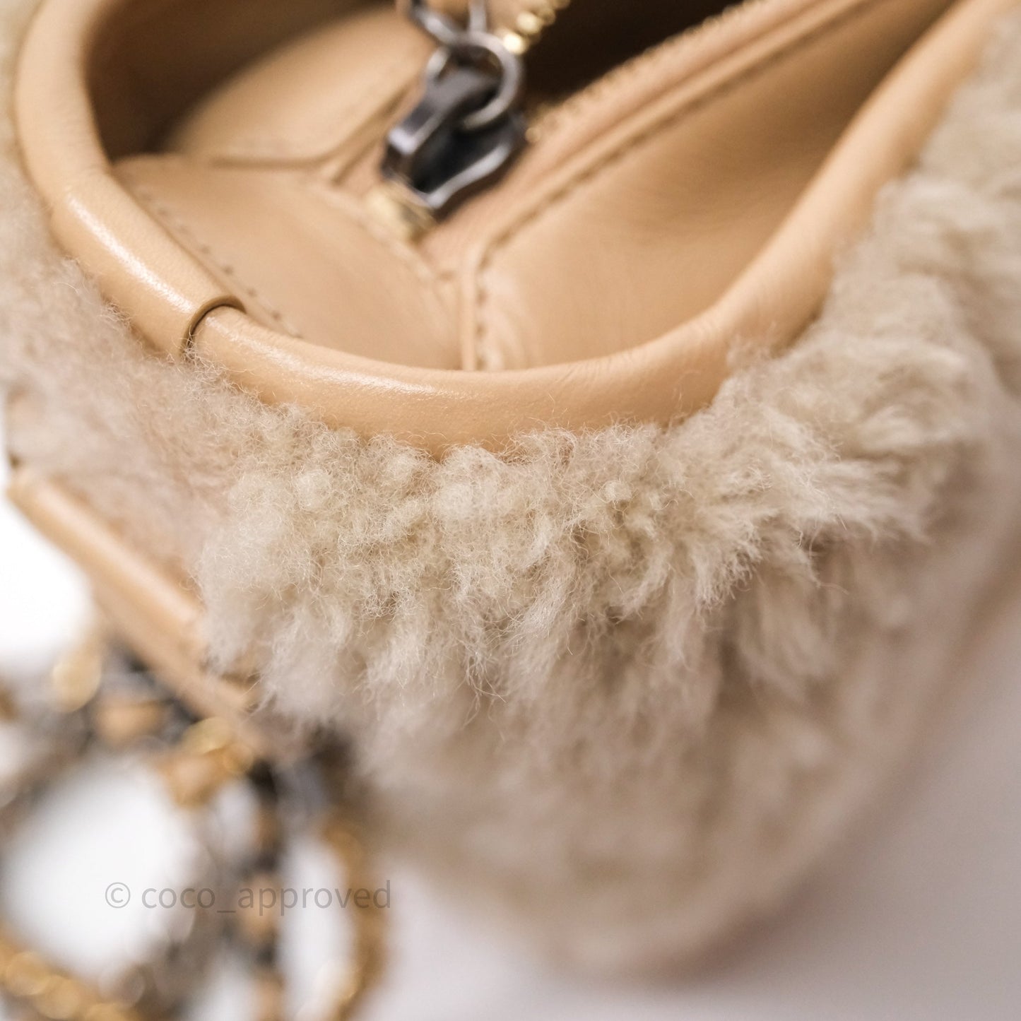 Chanel Small Gabrielle Hobo Shearling Beige Mixed Hardware